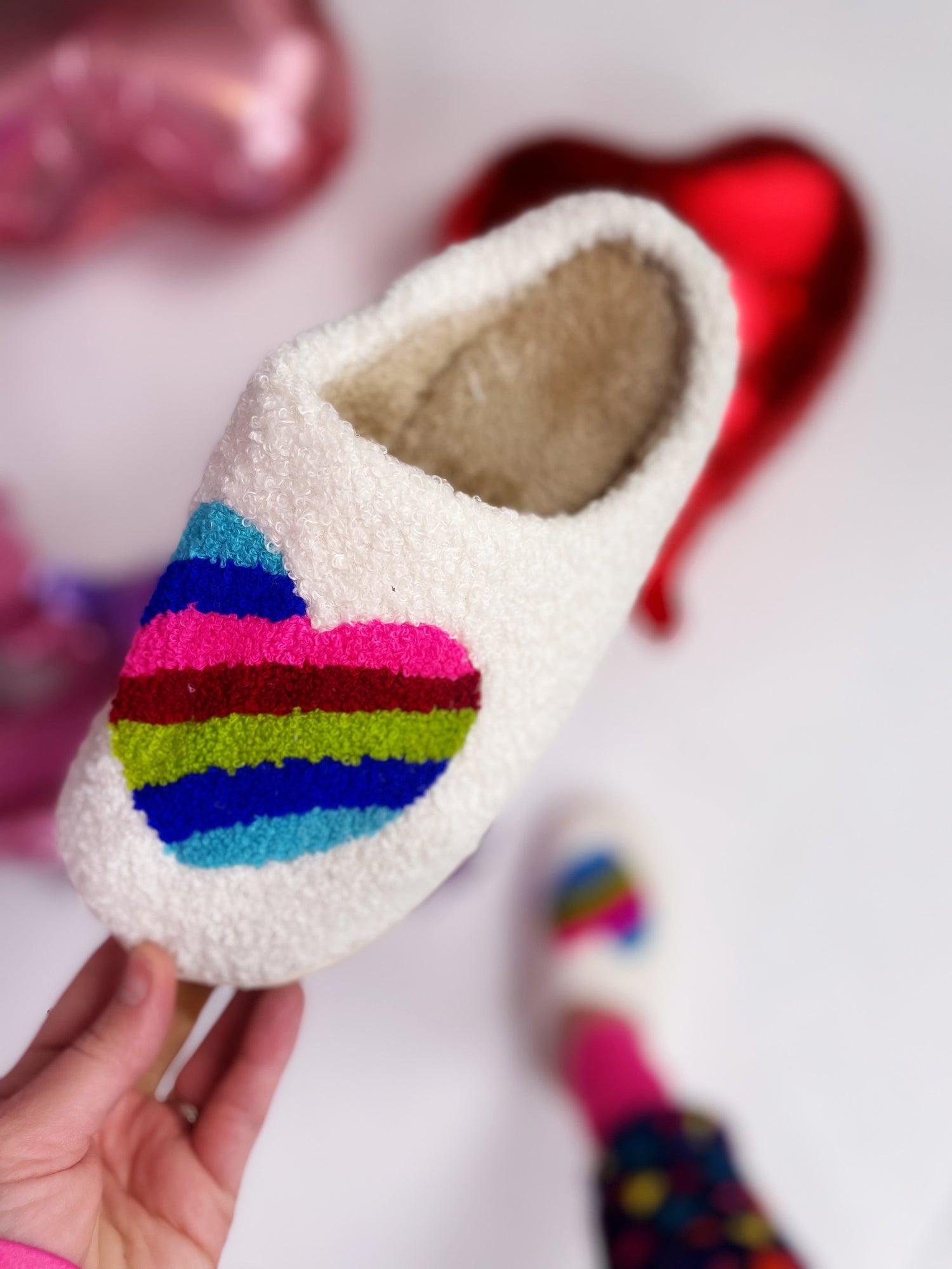 Rainbow Heart Slippers