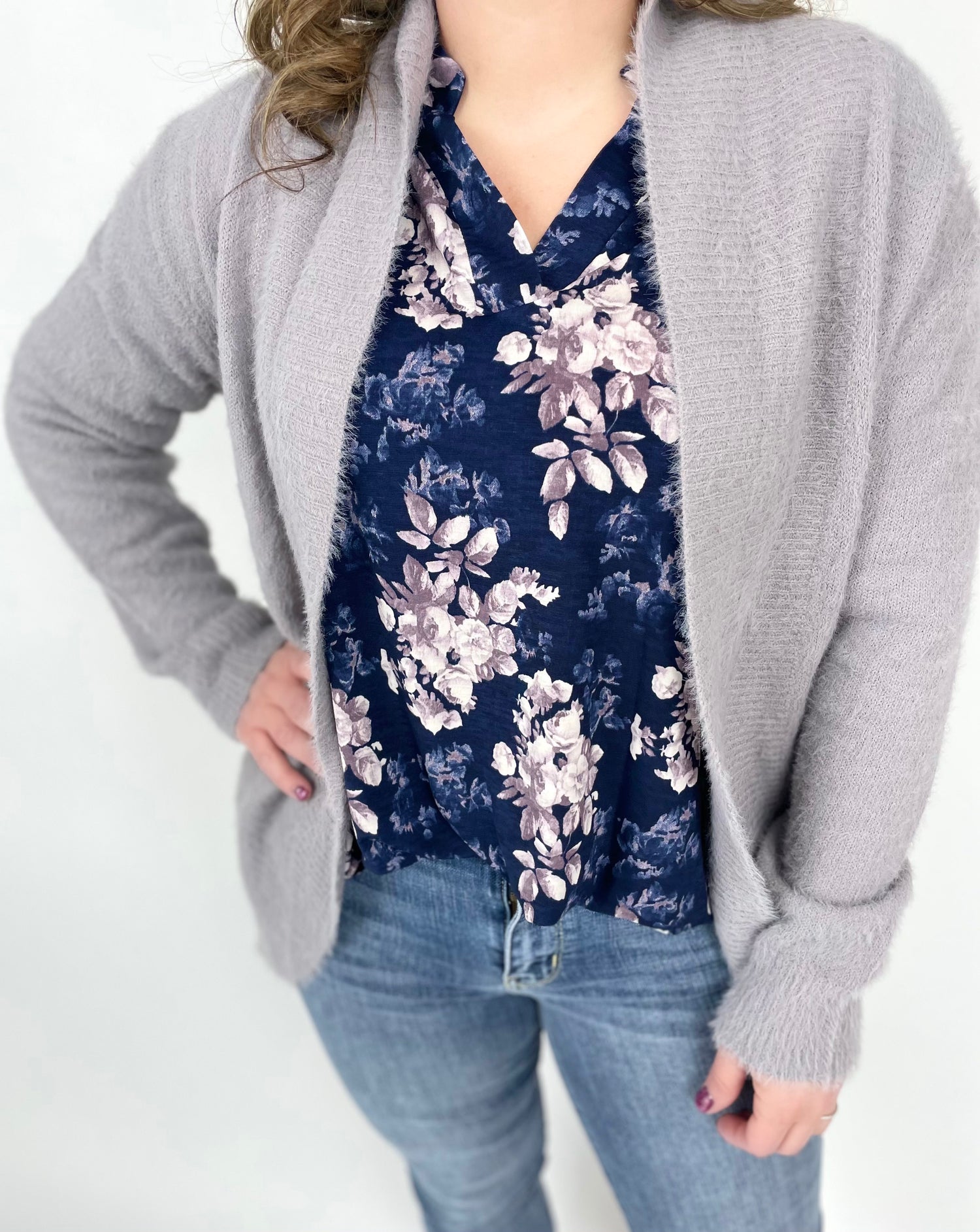 Once Again Cardigan In Grey