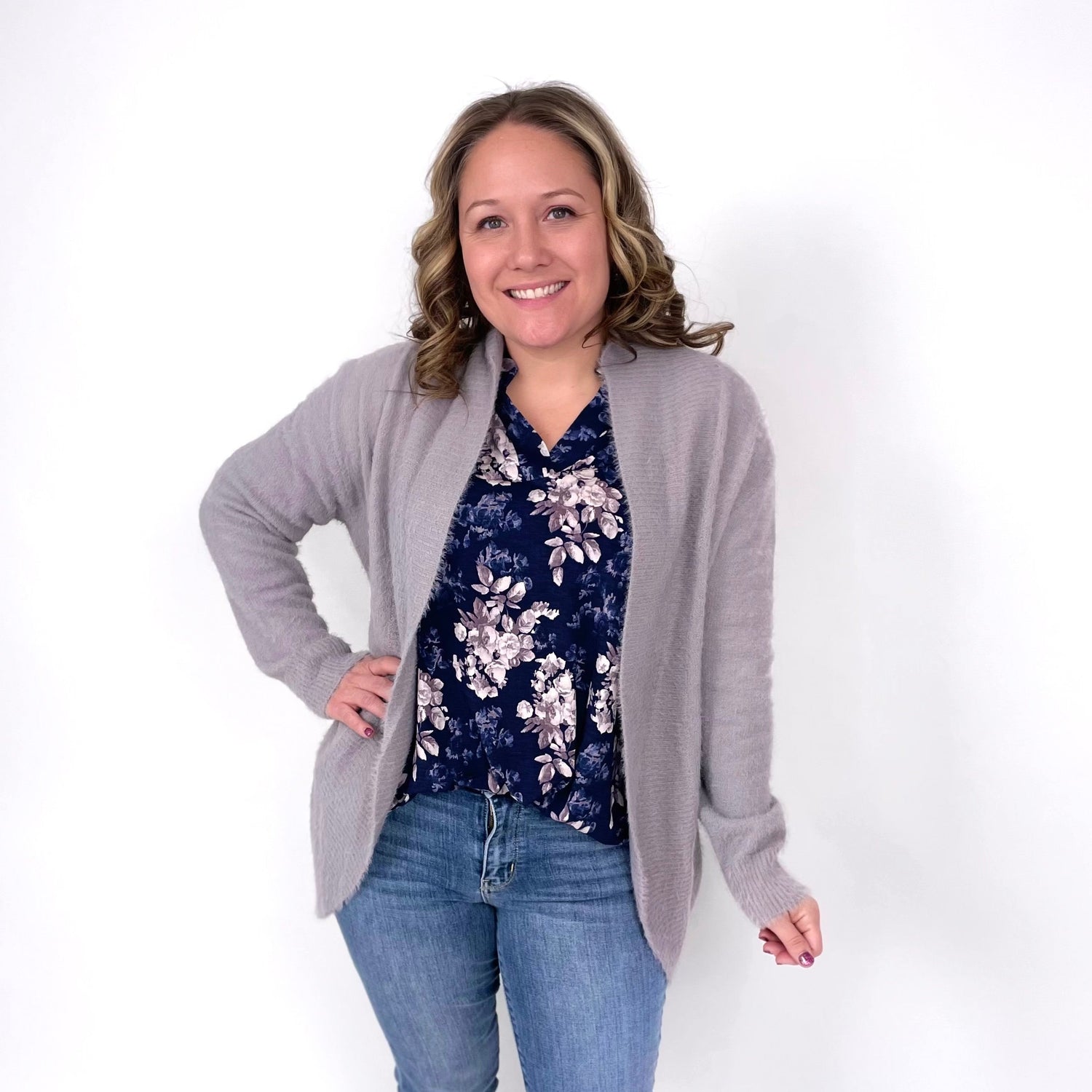 Once Again Cardigan In Grey