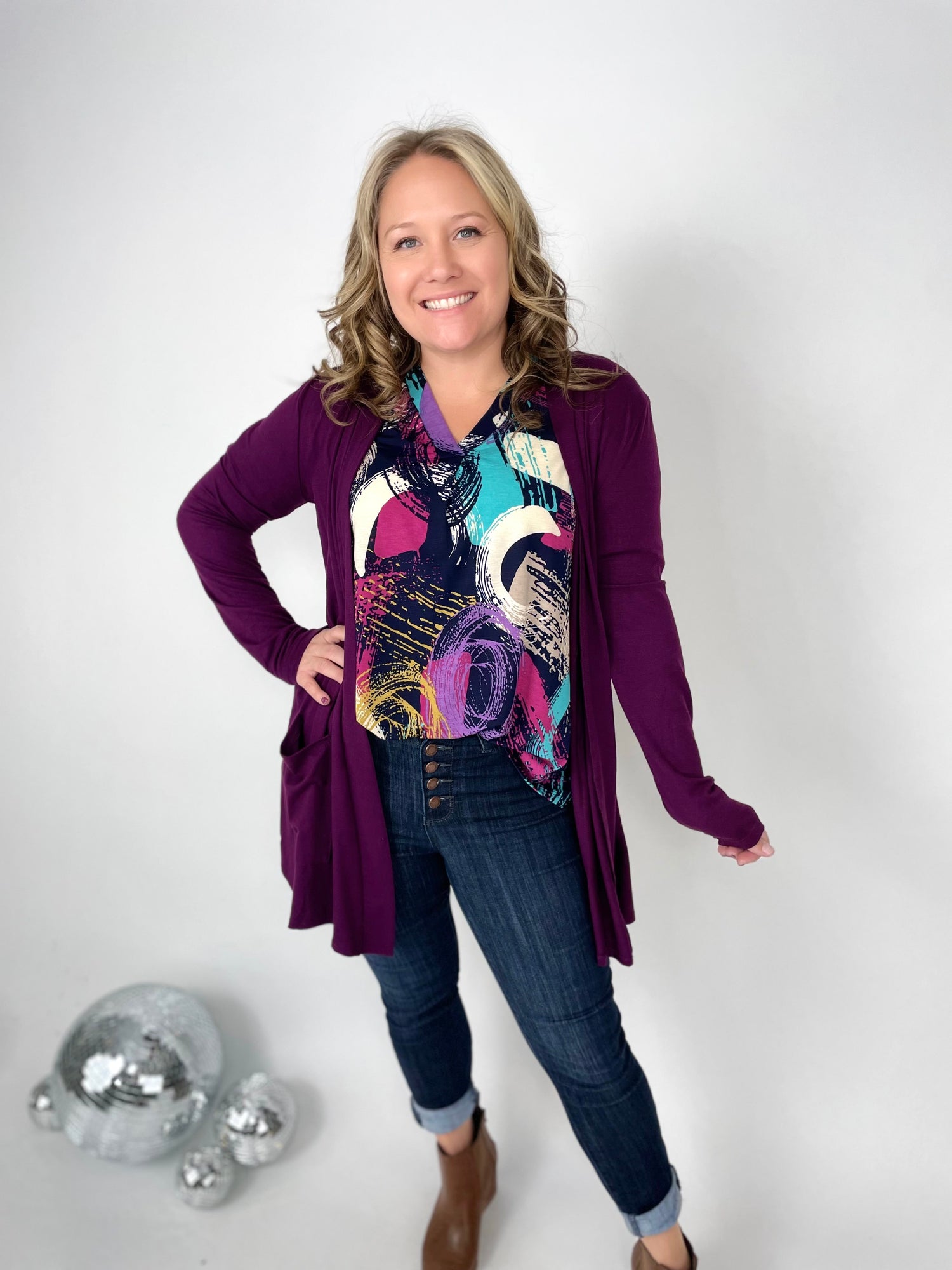 Love That Slouch Cardigan in Dark Plum