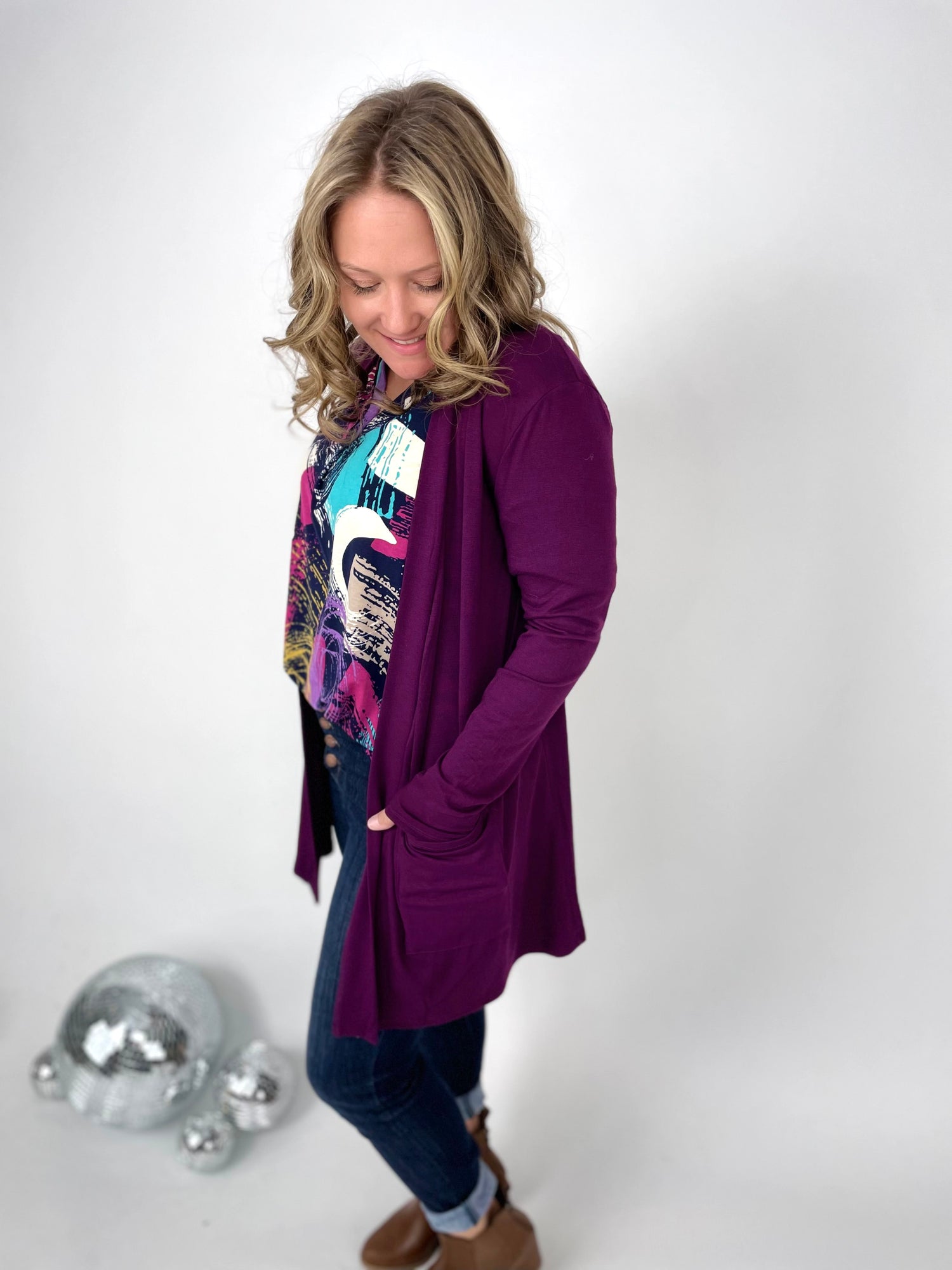 Love That Slouch Cardigan in Dark Plum