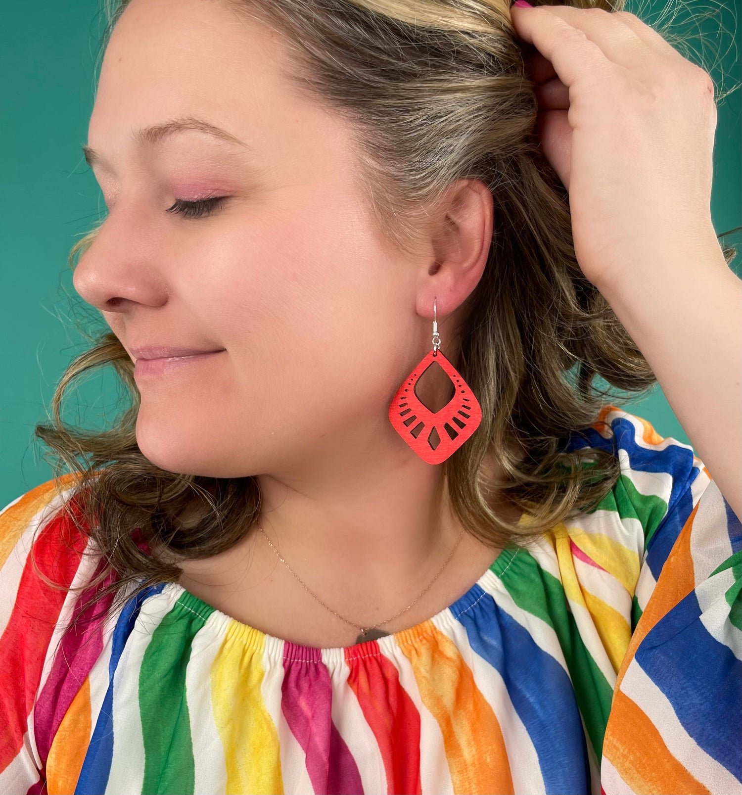 Best Memories Orange Wood Earrings