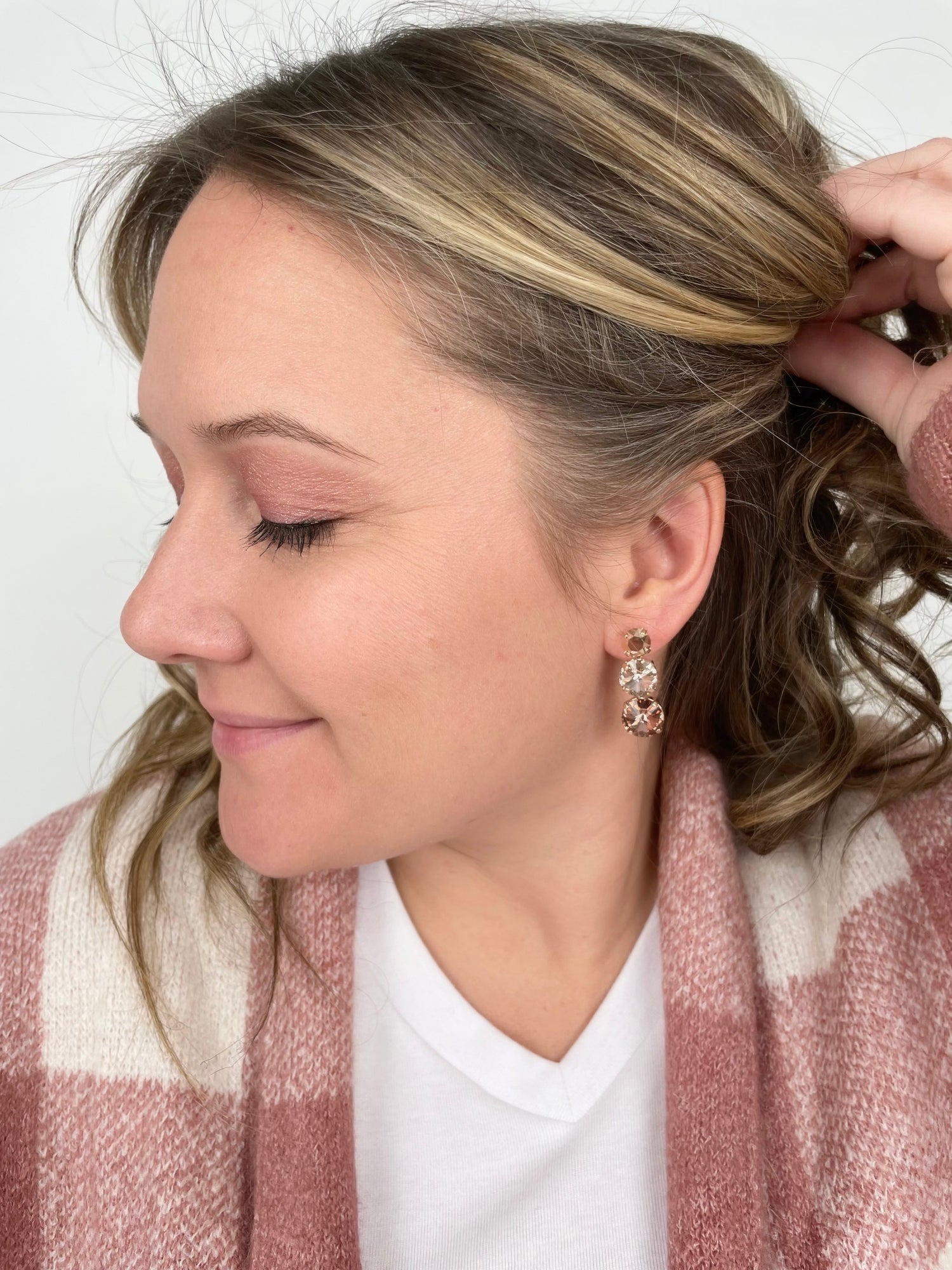 Graduated Stone Earrings in Blush Hues - KaraMarie