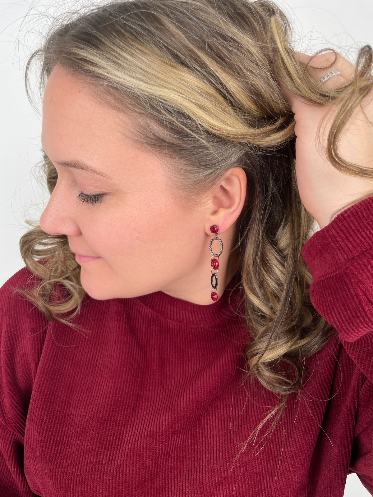 Red Raven Long Earrings - KaraMarie