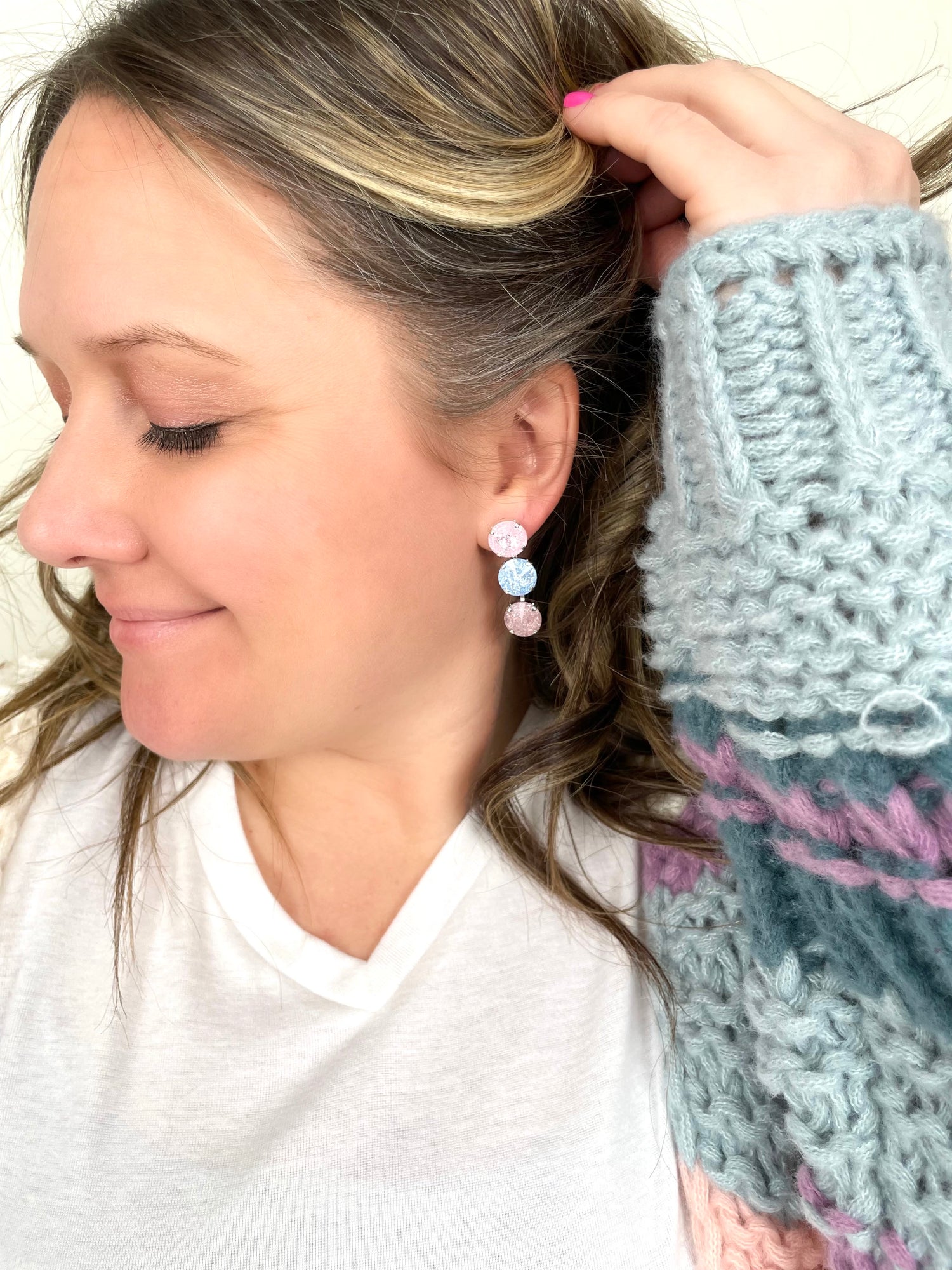 12mm Triple Rivoli Drop in Pastel Ice Hues