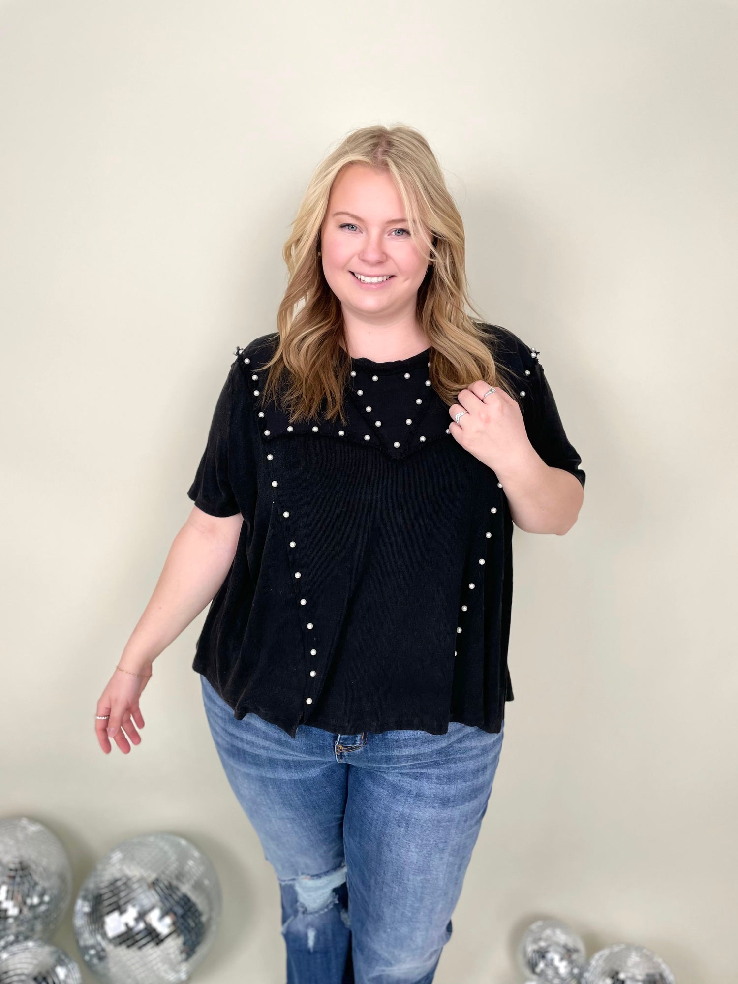 Pearl Serenade Top in Black
