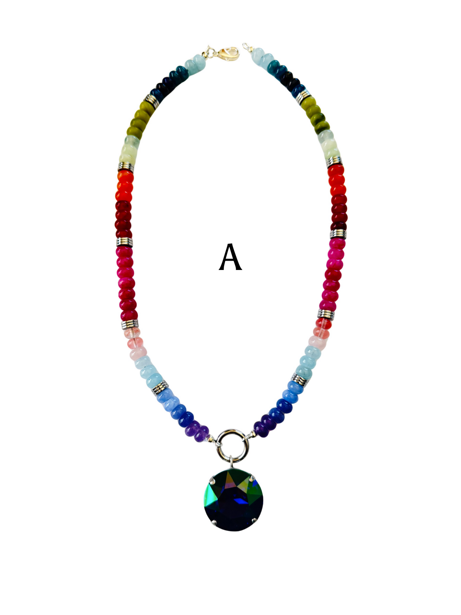 KMB Interchangeable Charm Gemstone Crystal Necklace {Multiple Colors!}
