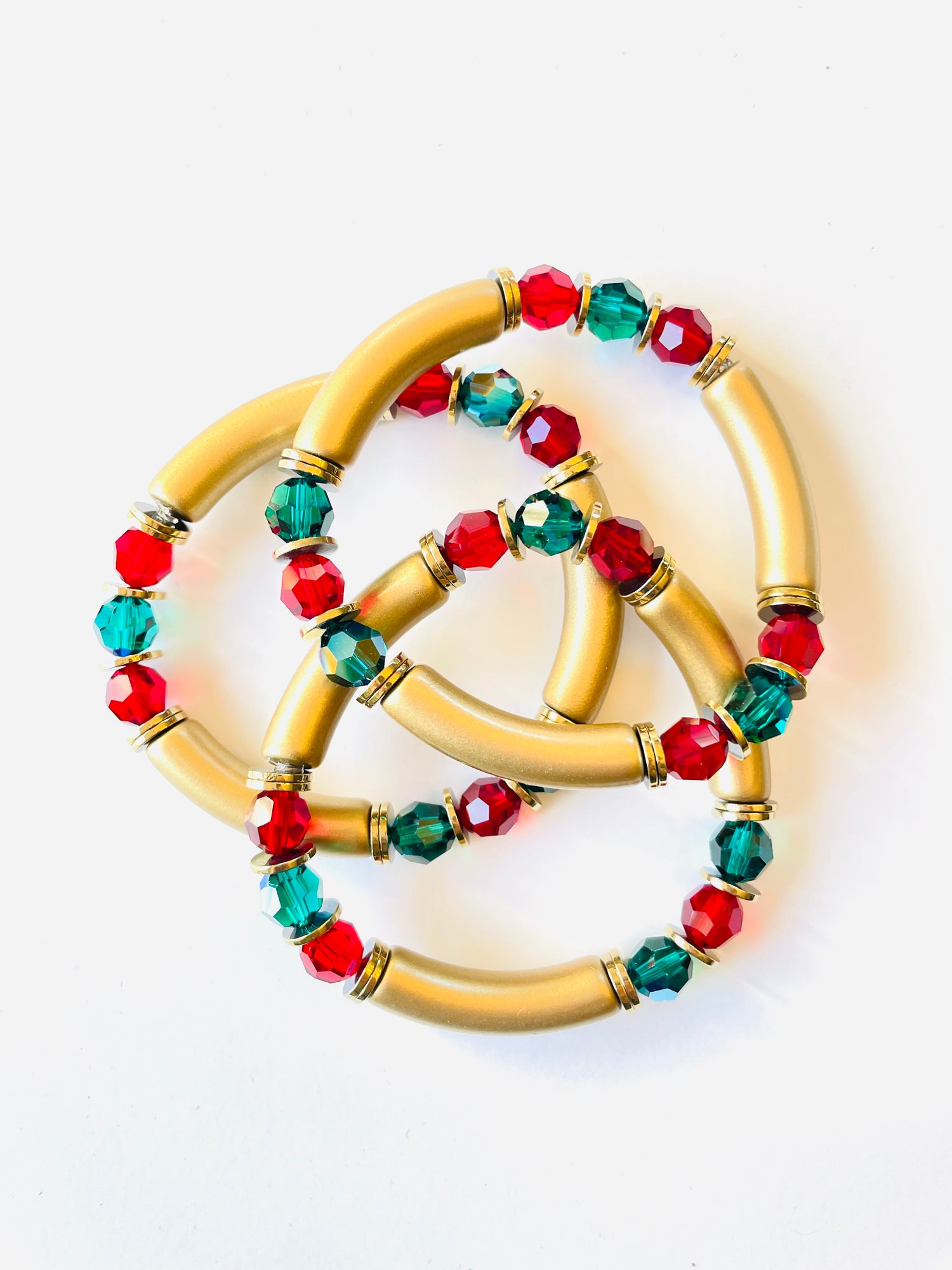Festive Holiday Bamboo Stretch Bracelet in Gold