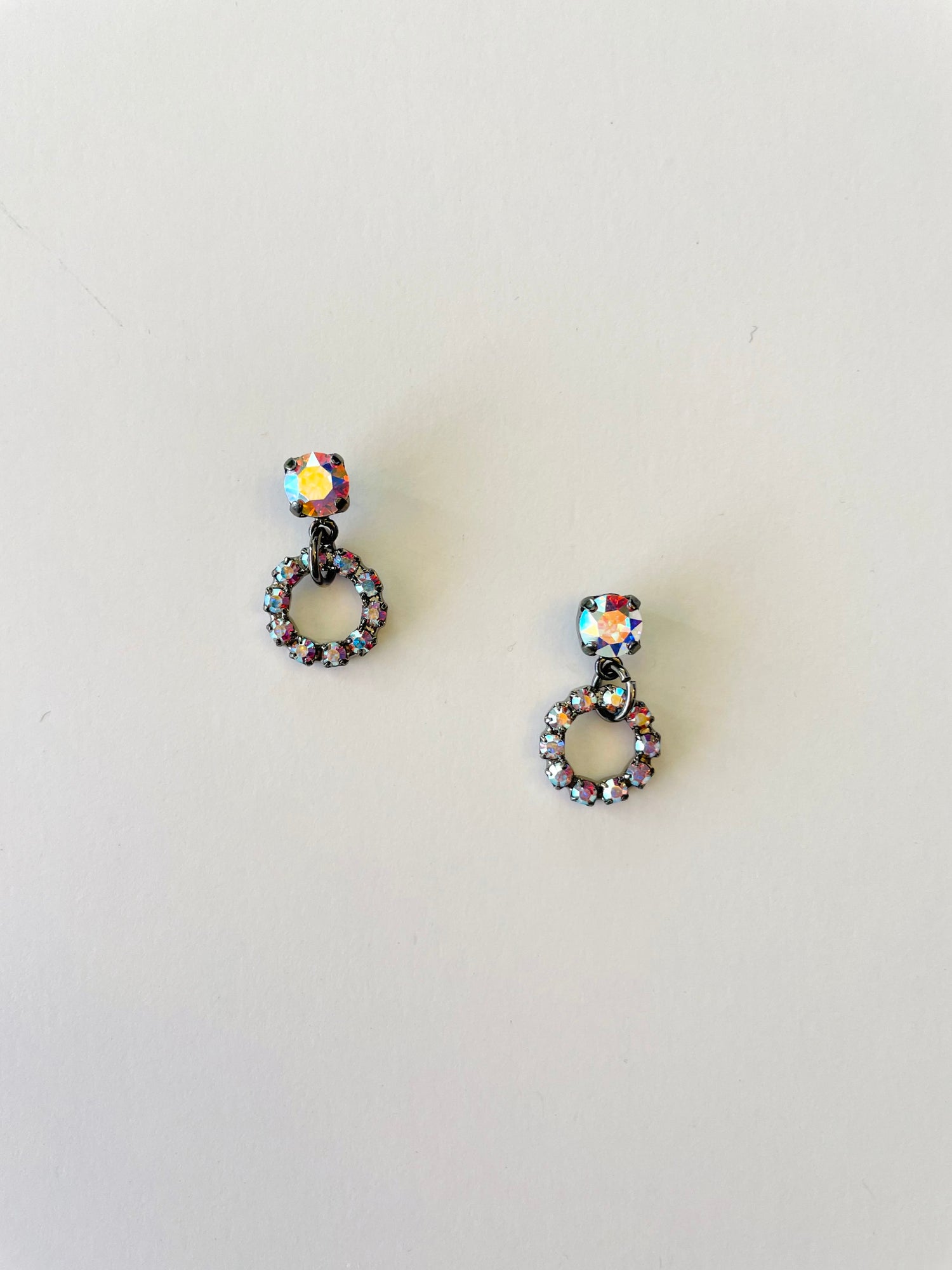 Simple Rhinestone Earrings in Black/AB - KaraMarie