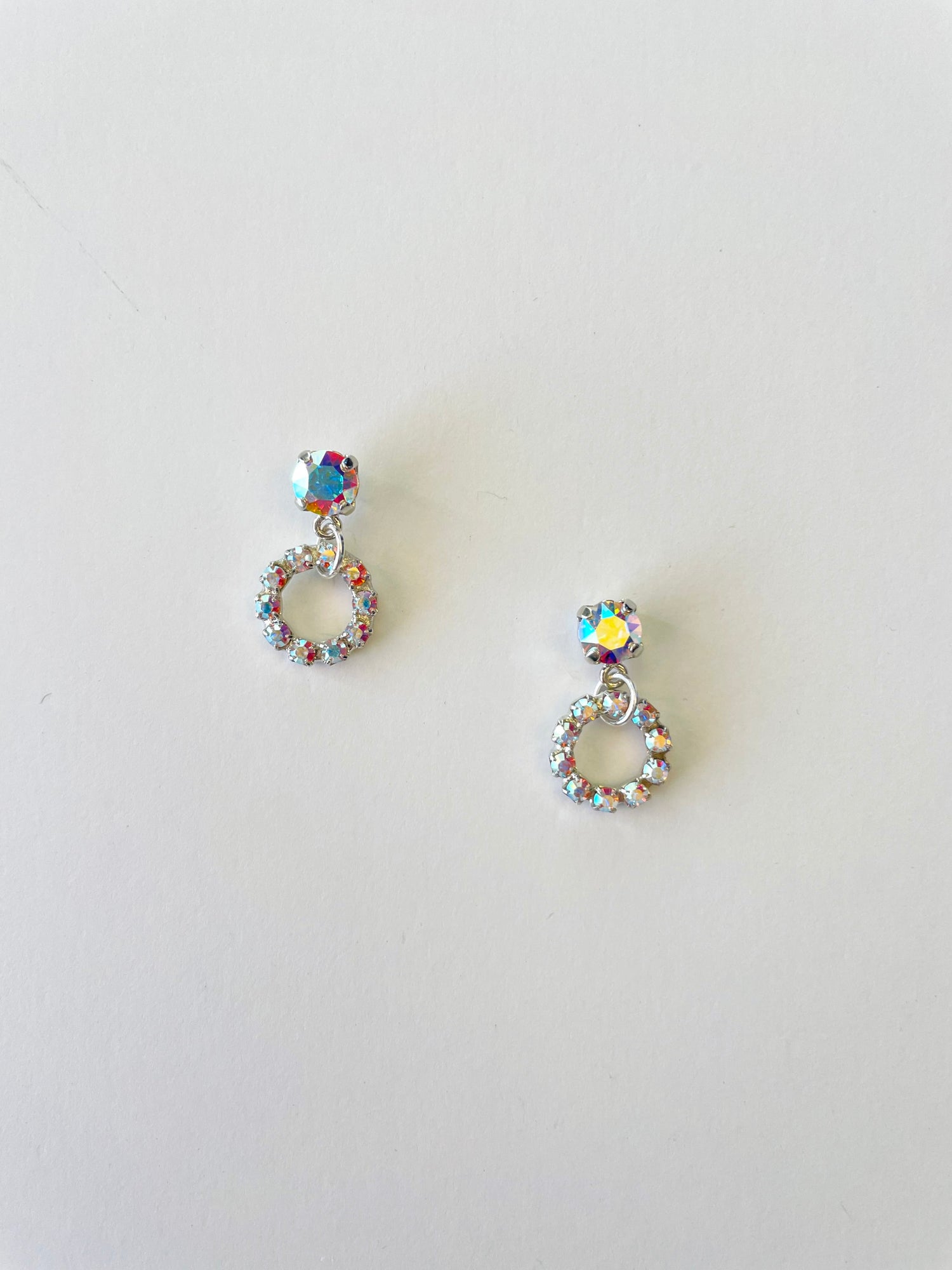 Simple Rhinestone Earrings in Silver/AB