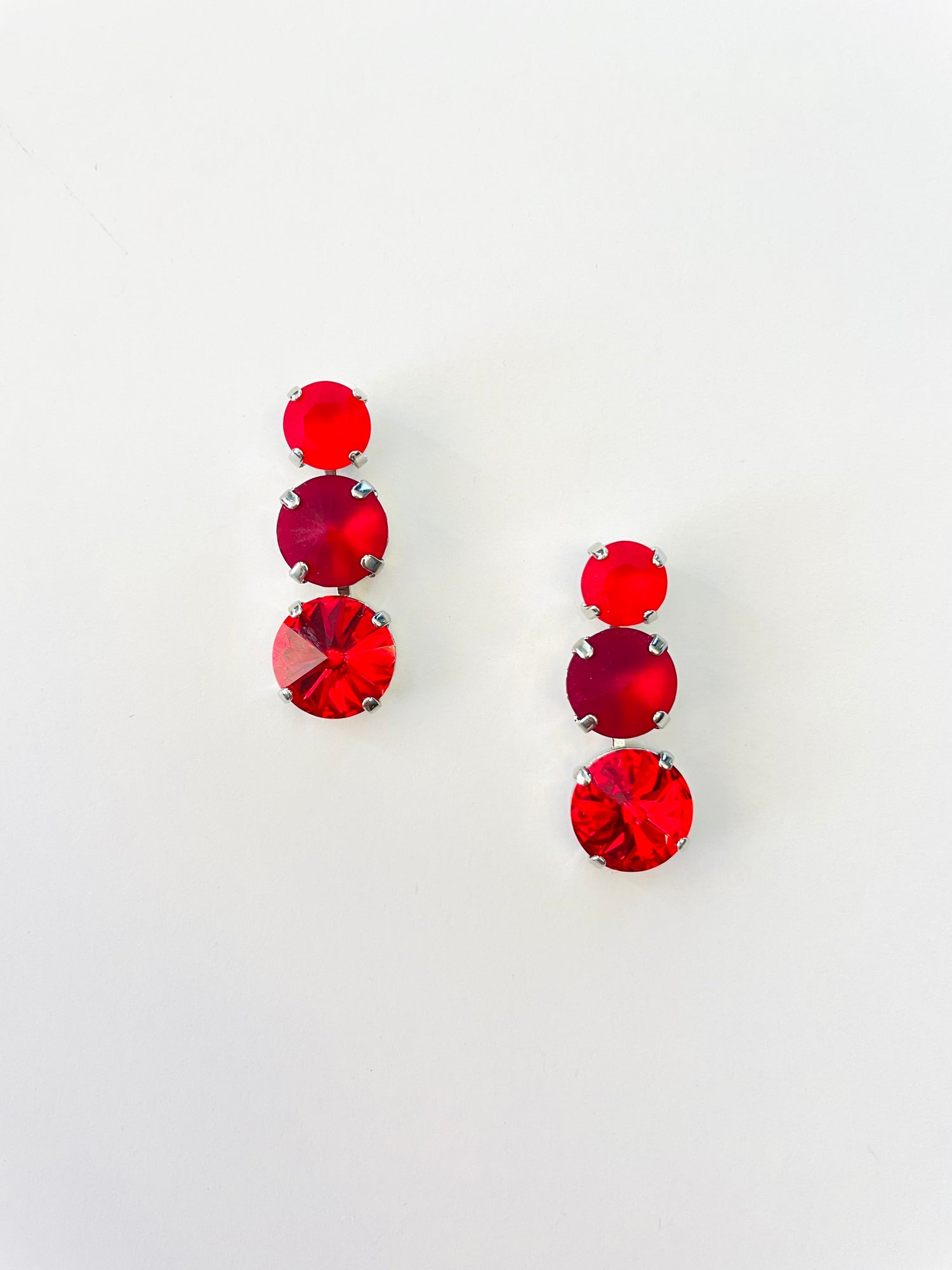 Graduated Stone Earrings in Red Hues