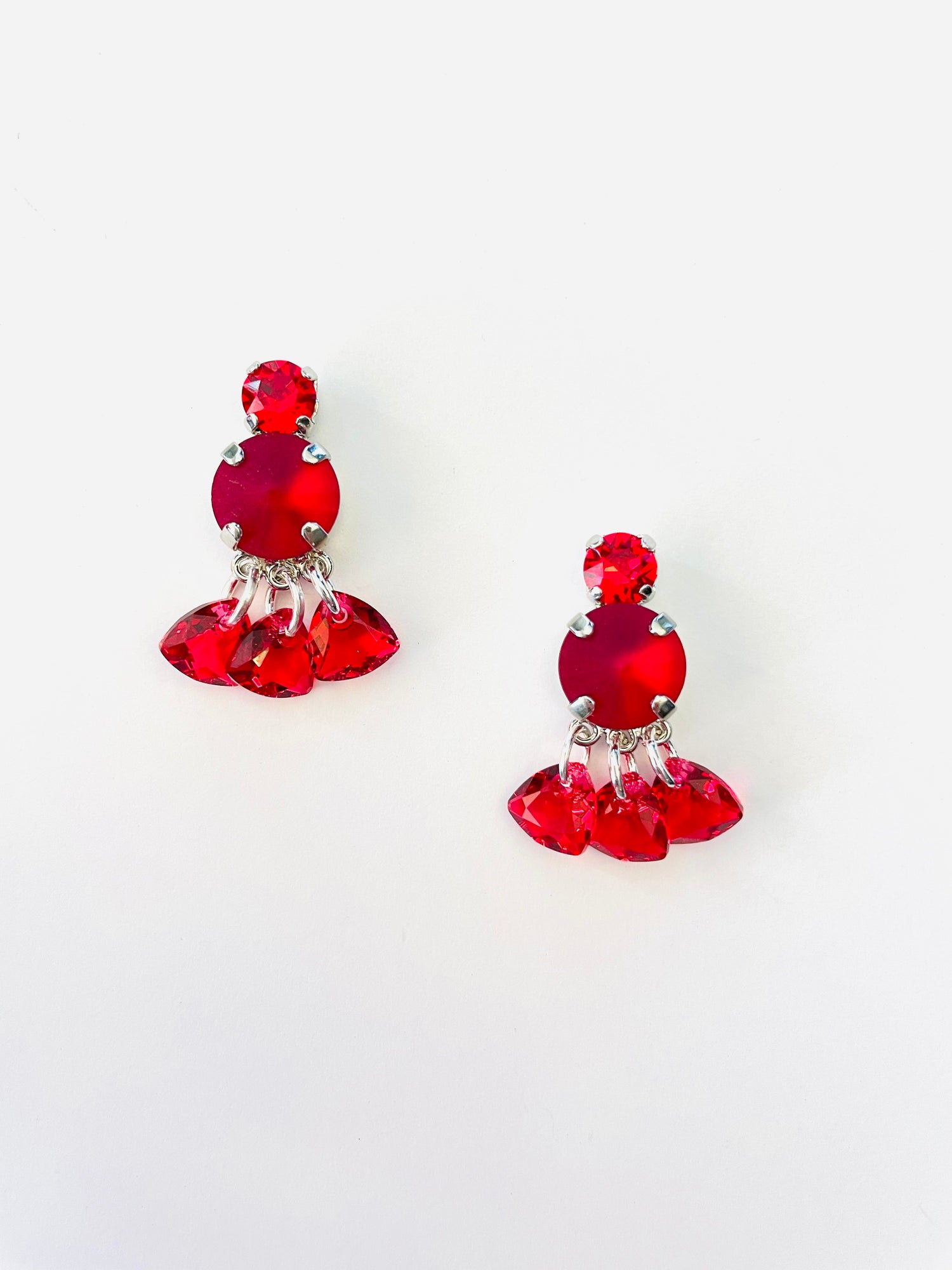 Red Fringe Earrings in Red Hues