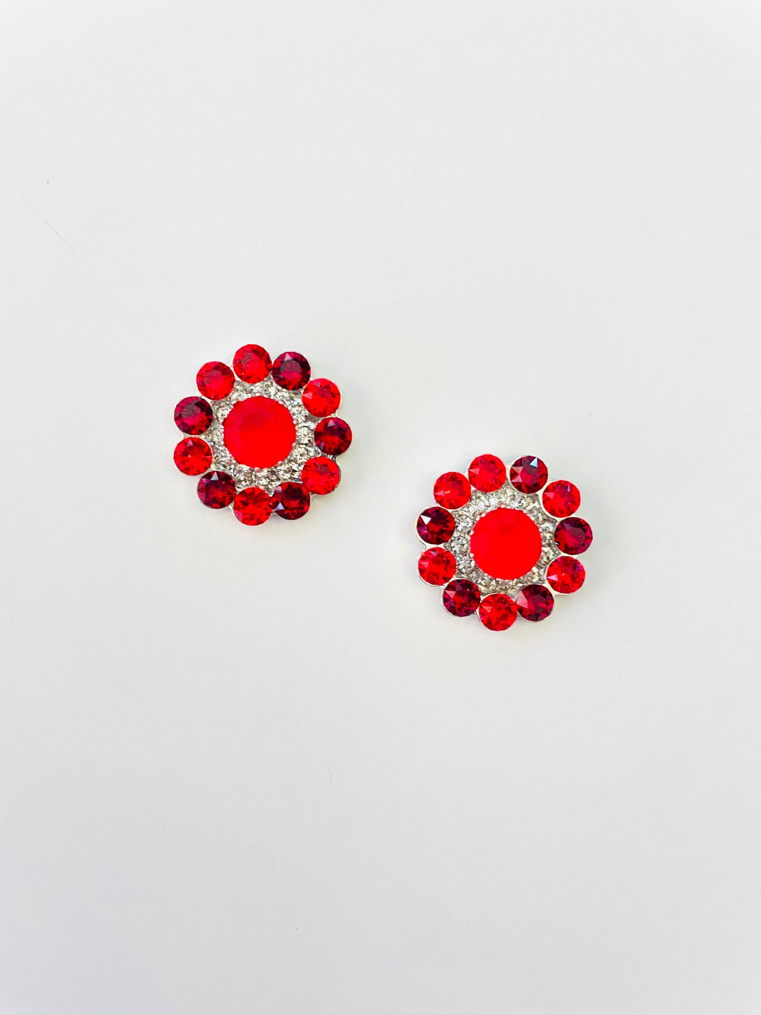 Sunburst Flower Earrings in Red Hues