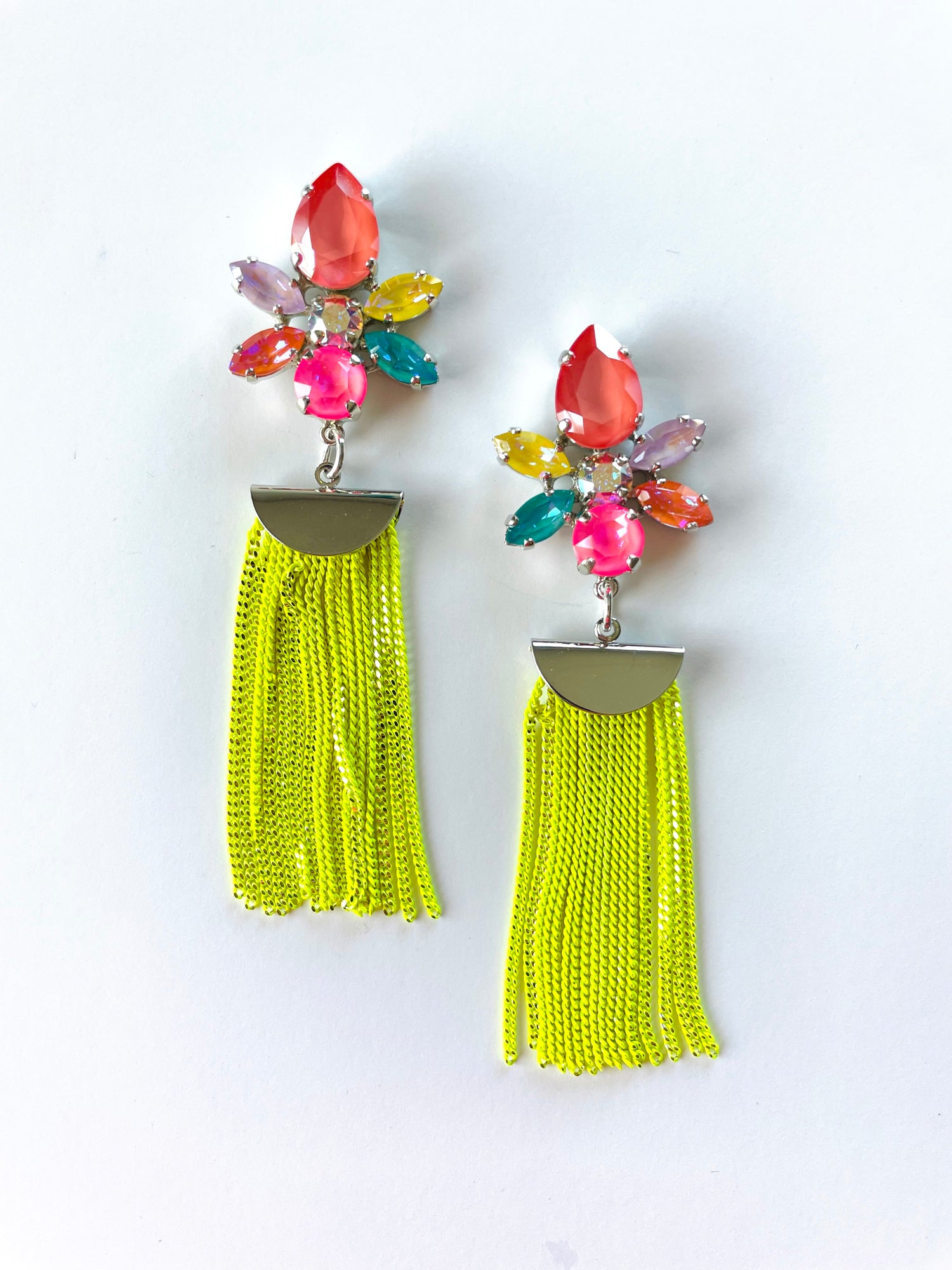 Neon Colorful Fringe Statement Earrings