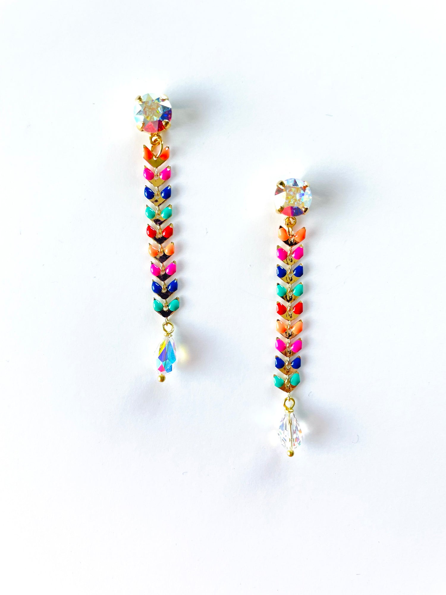Colorful Chevron Enamel Earrings