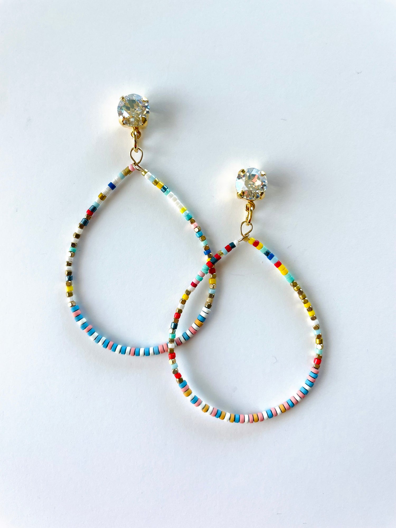 Gold Dainty Large Beaded Teardrop Earrings {Multiple Colors!}