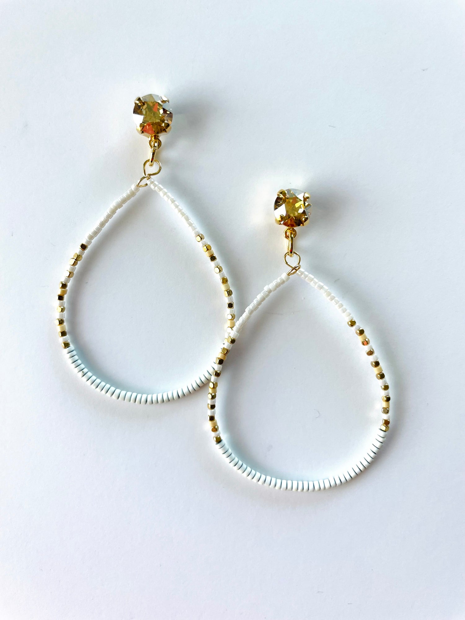 Gold Dainty Large Beaded Teardrop Earrings {Multiple Colors!}
