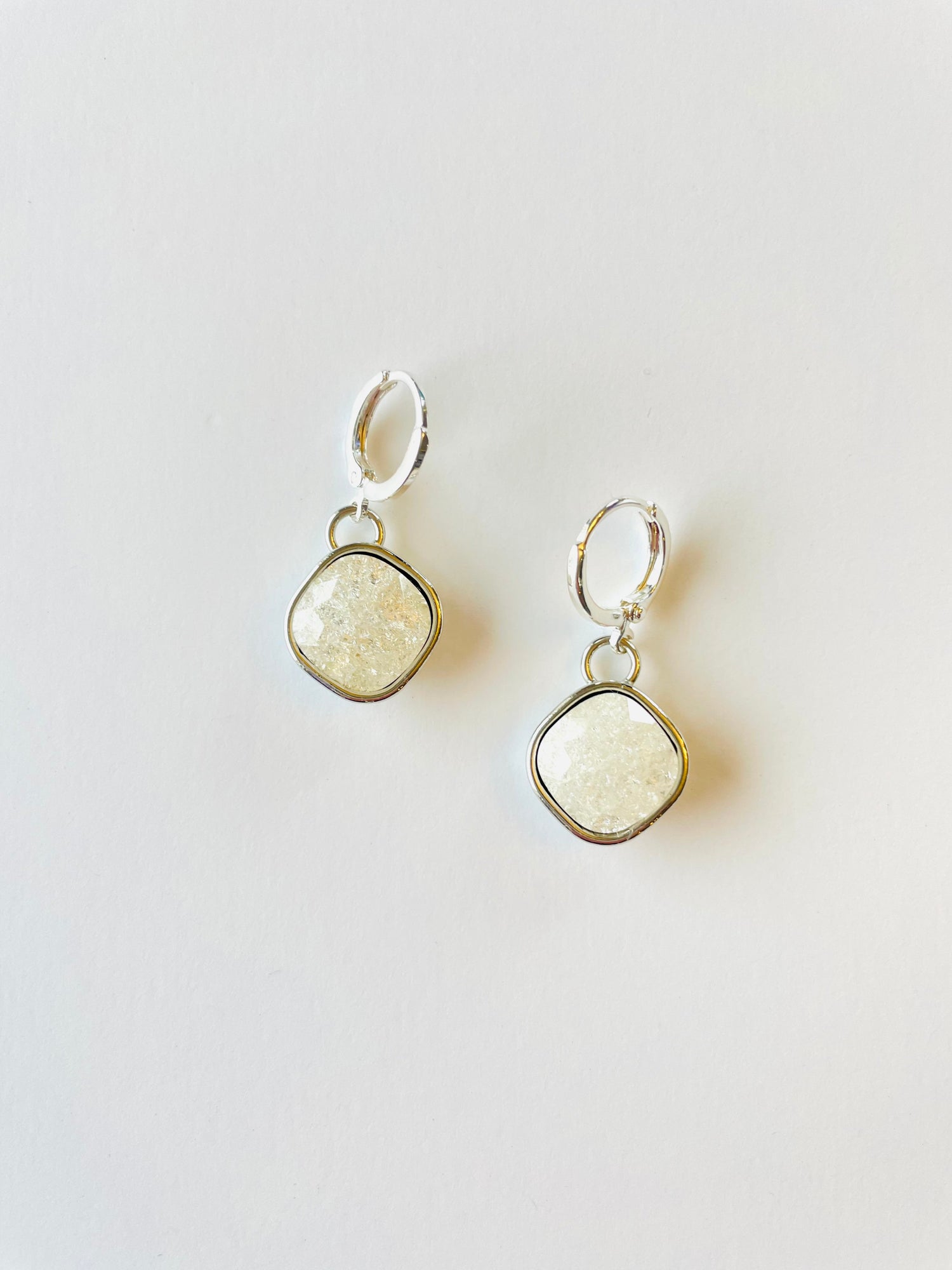 Square Cushion Drop Earring in Ice