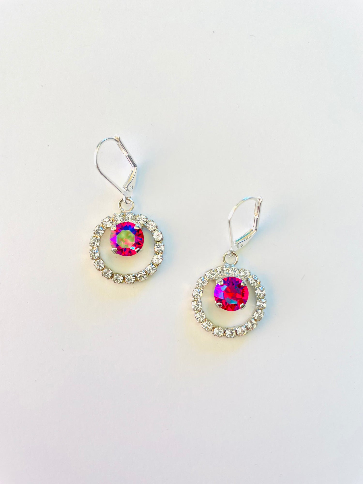 Daisy Halo Earrings in Fuchsia AB