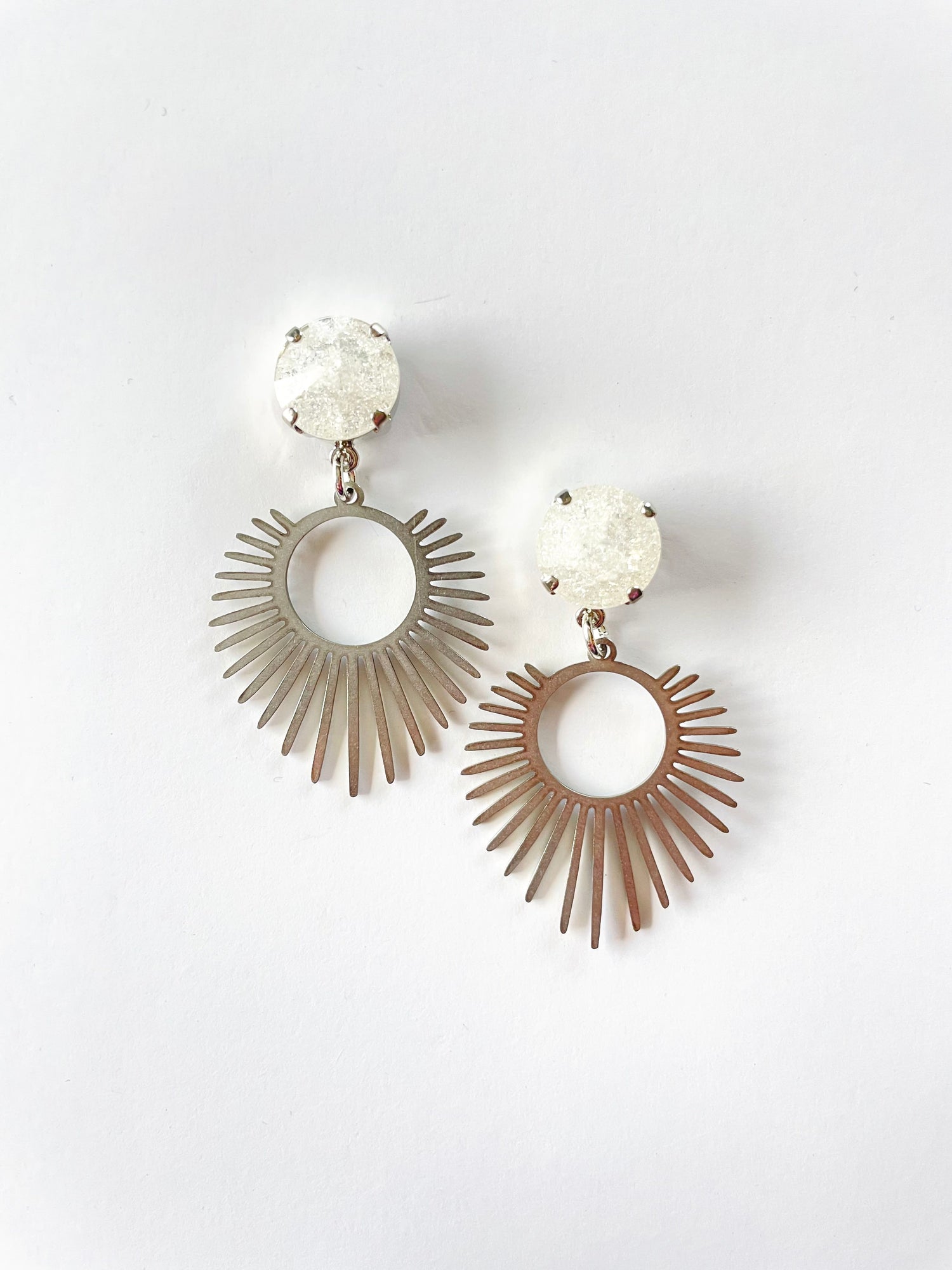 Radiant Shatter Earrings in Crystal Ice