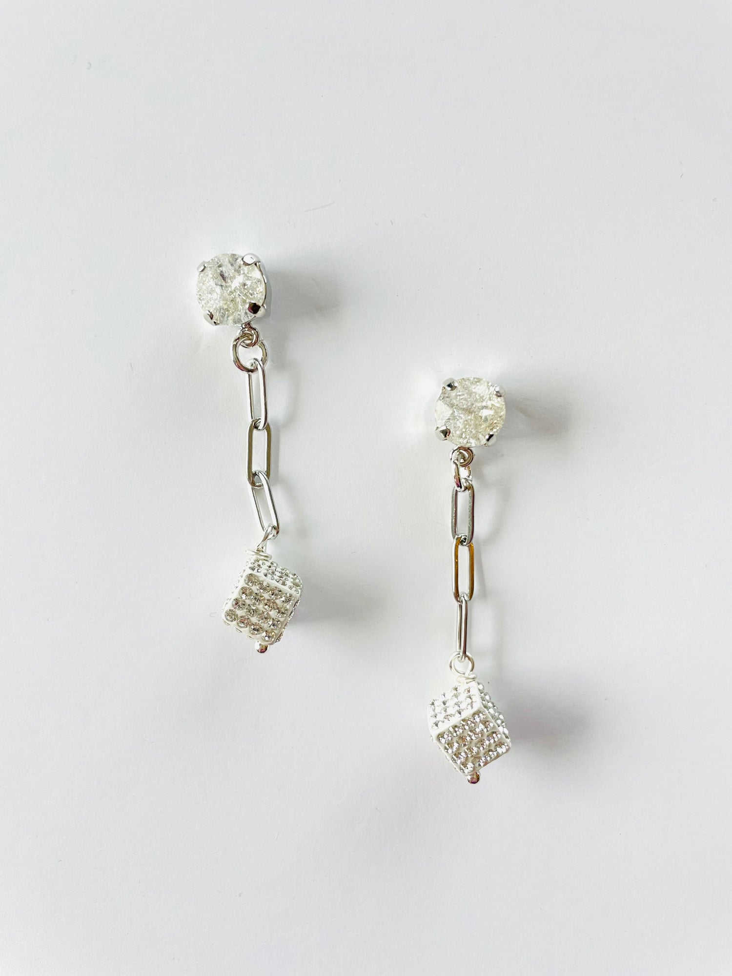 Prism Dice Earrings in Crystal Ice