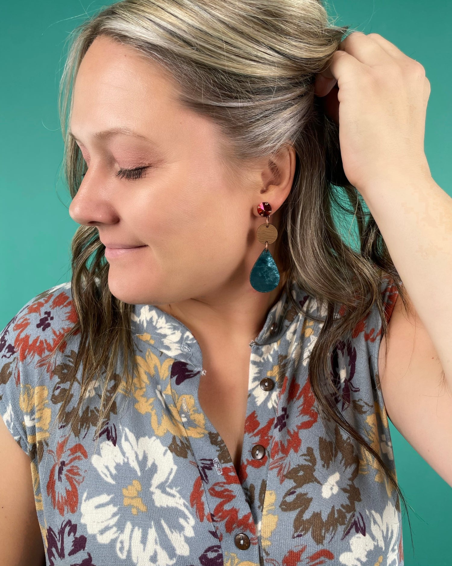 Blue Velvet Wood Earrings