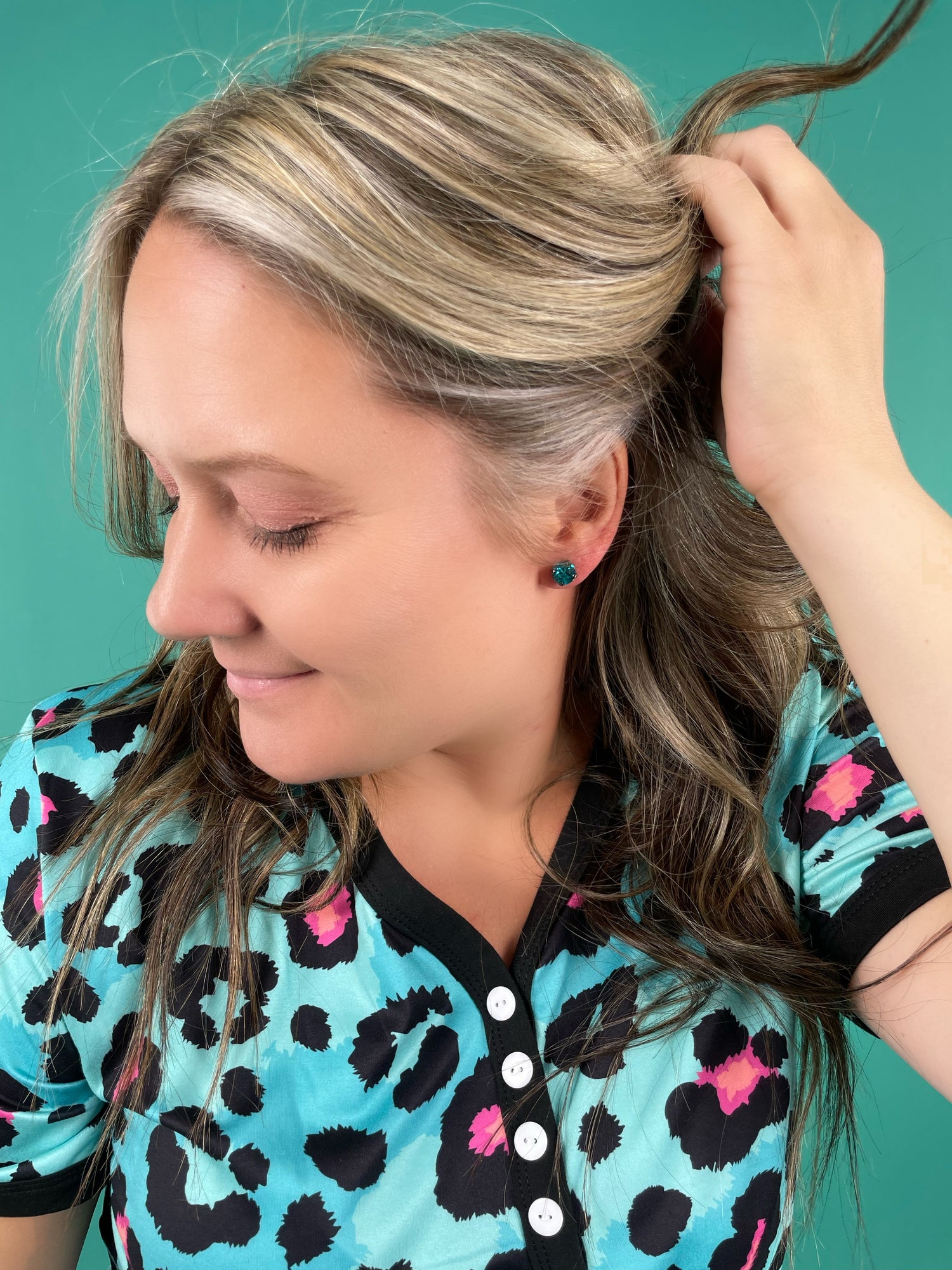 8mm Drop OR Post in Blue Zircon {Black Metal} - KaraMarie