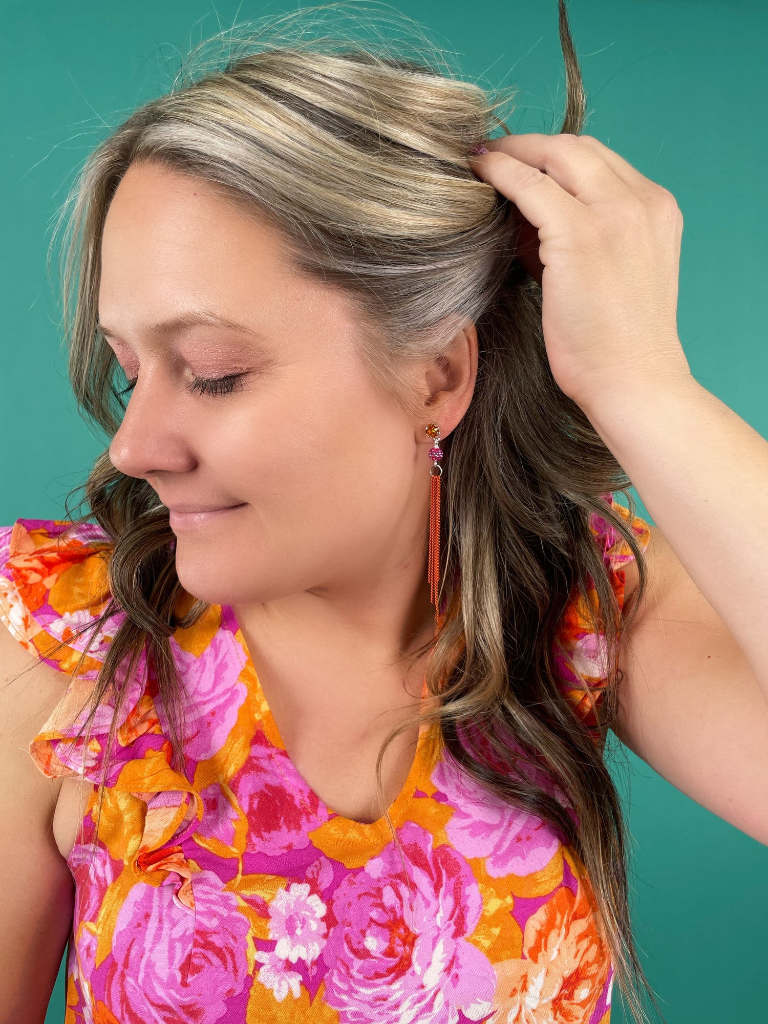 Pink Tangerine Fringe Earrings