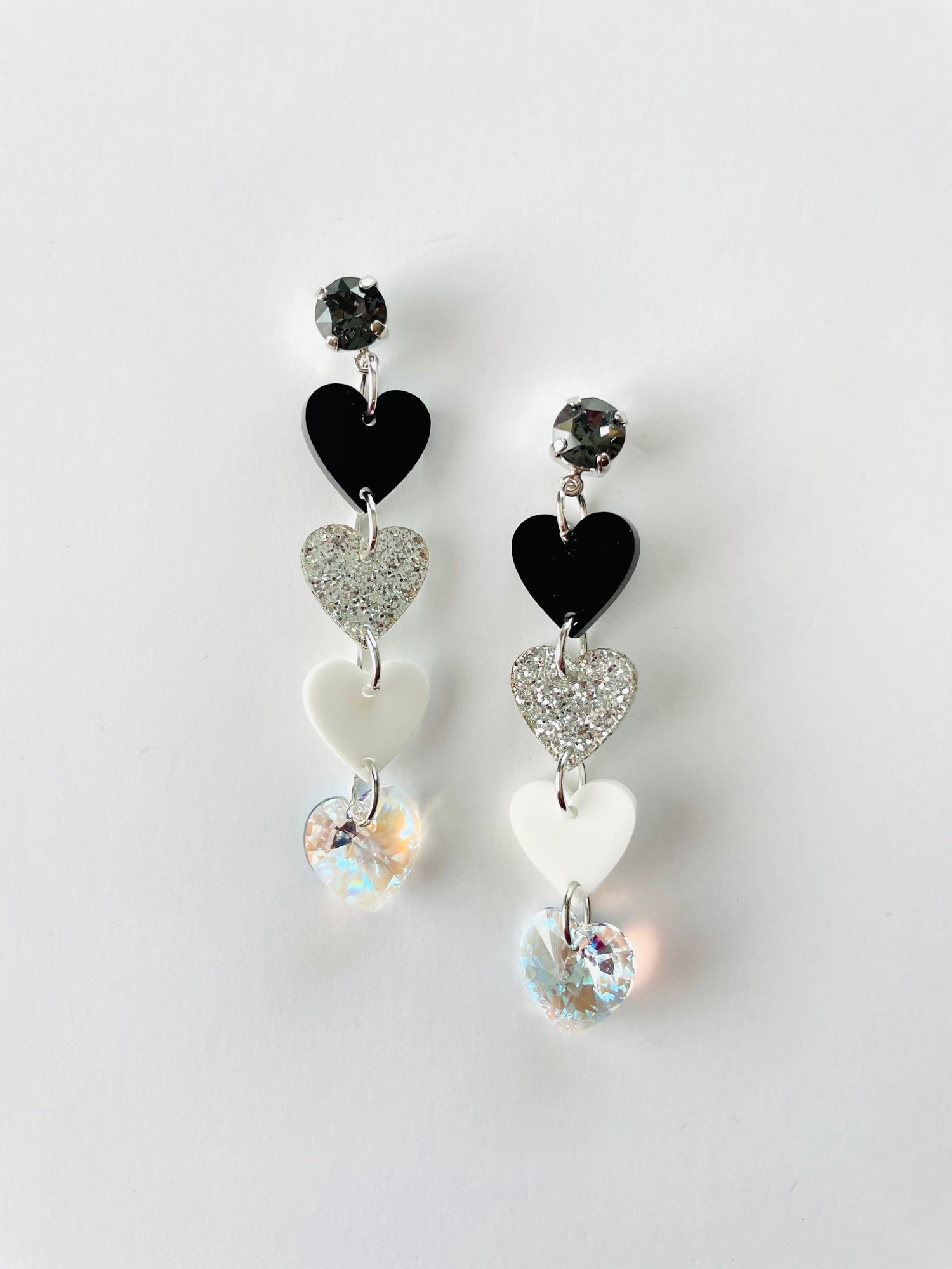 Be Mine Heart Earrings in Black