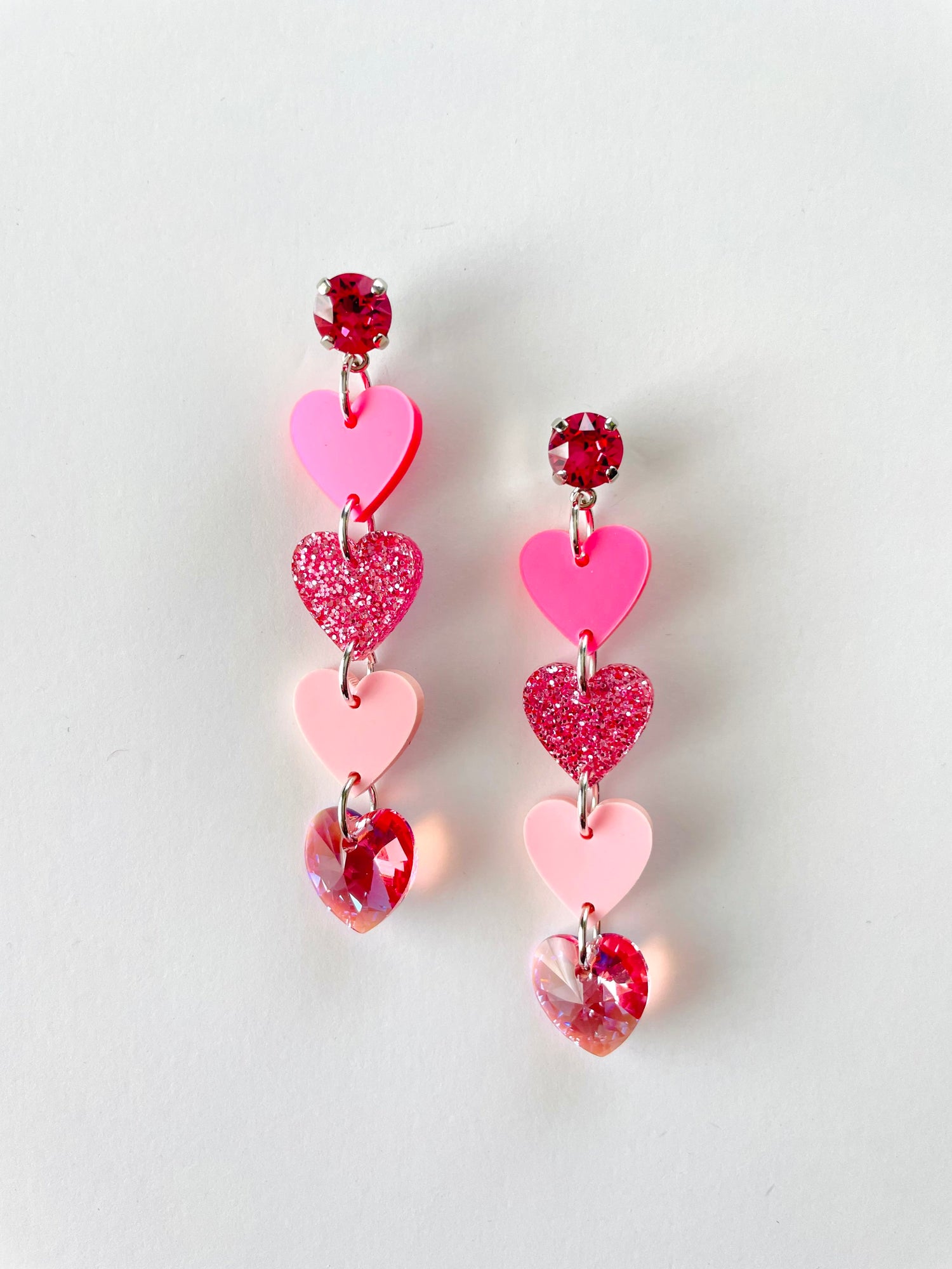 Be Mine Heart Earrings in Pink