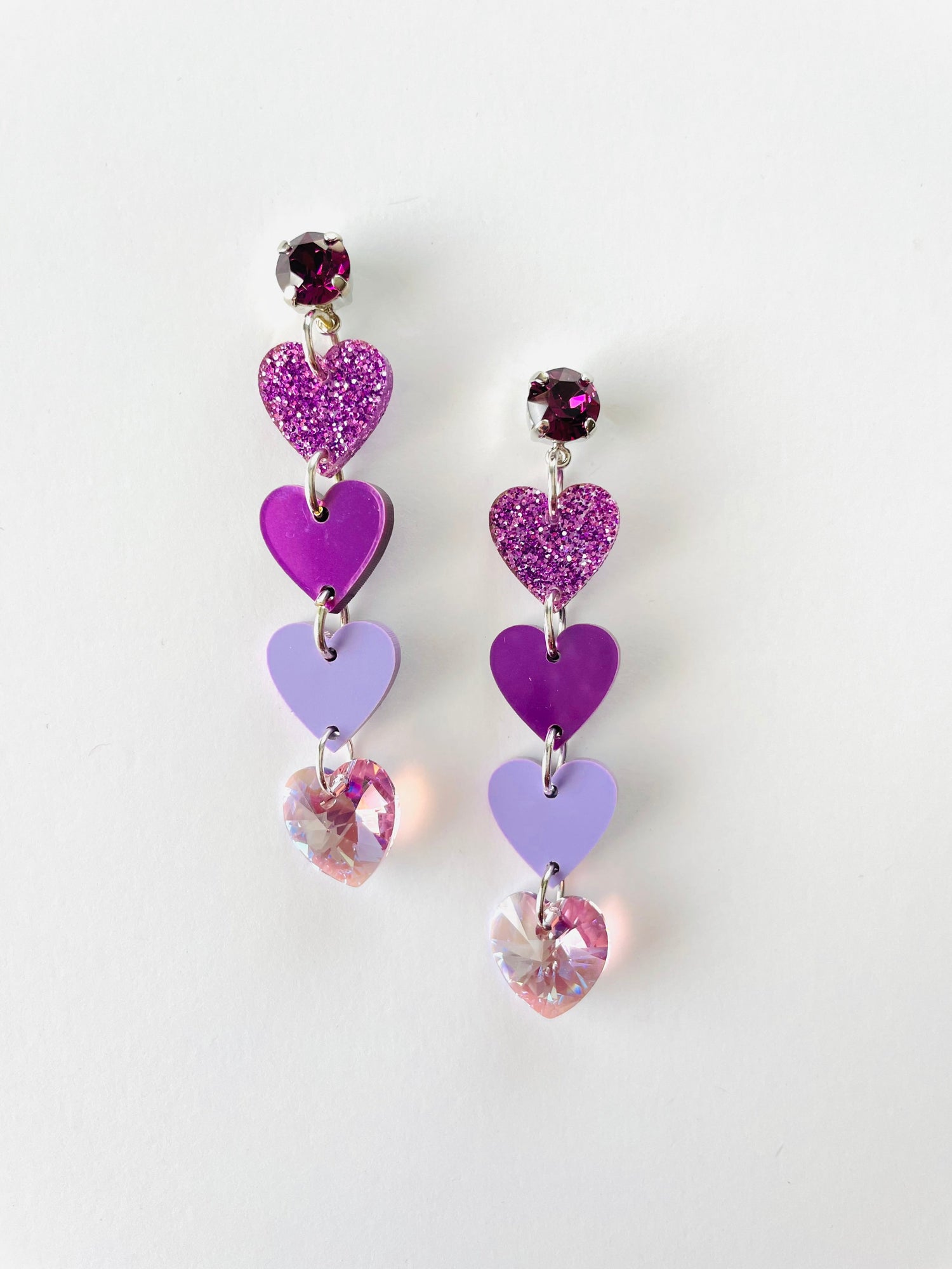 Be Mine Heart Earrings in Purple