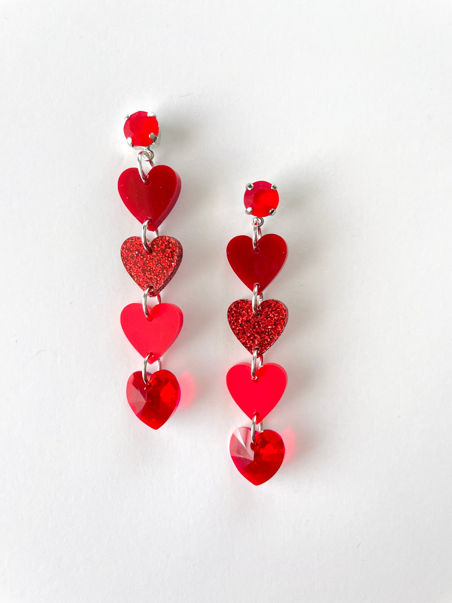 Be Mine Heart Earrings in Red