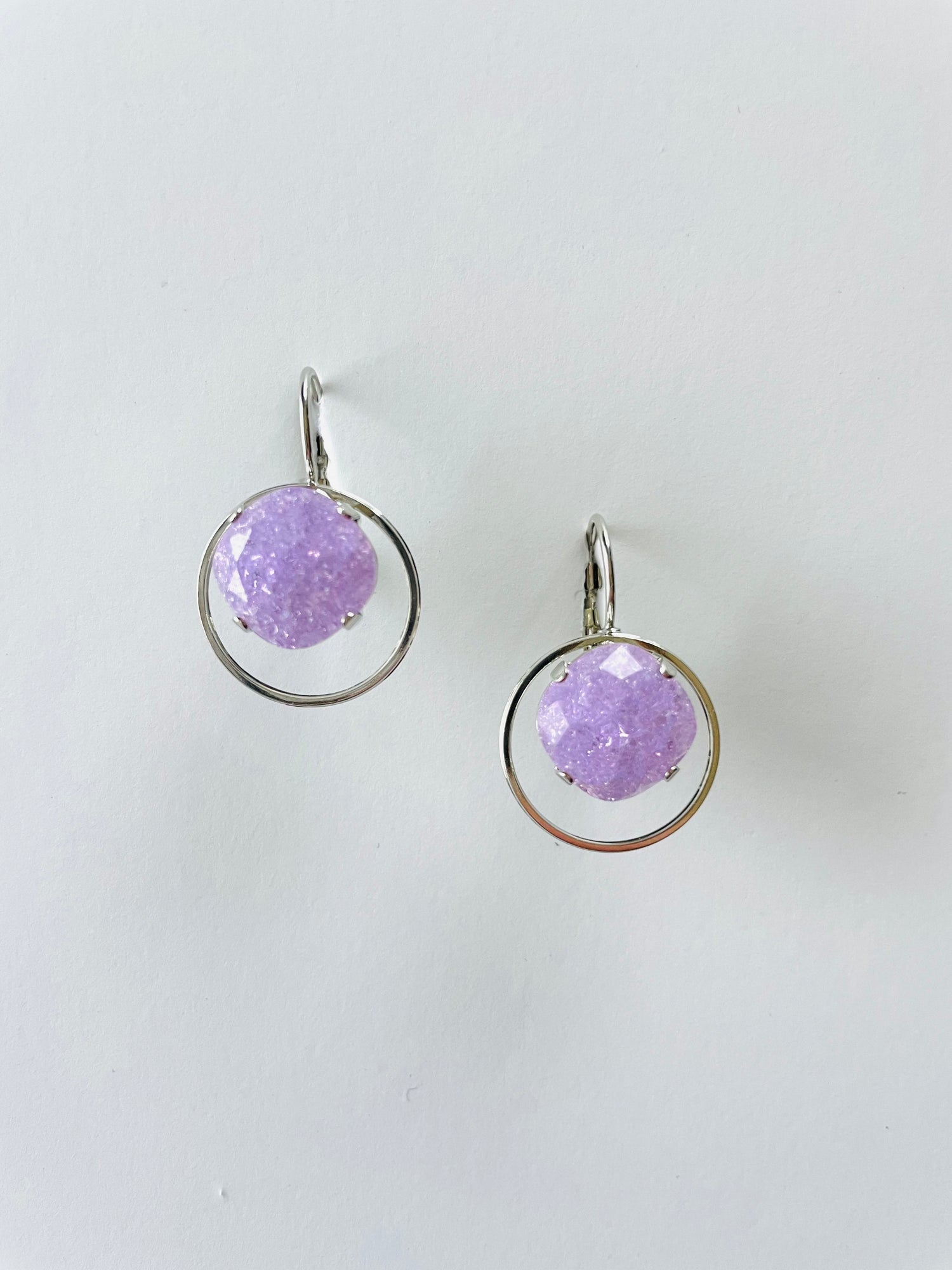 Loopy Square Cushion Cut Earrings in Violet Ice
