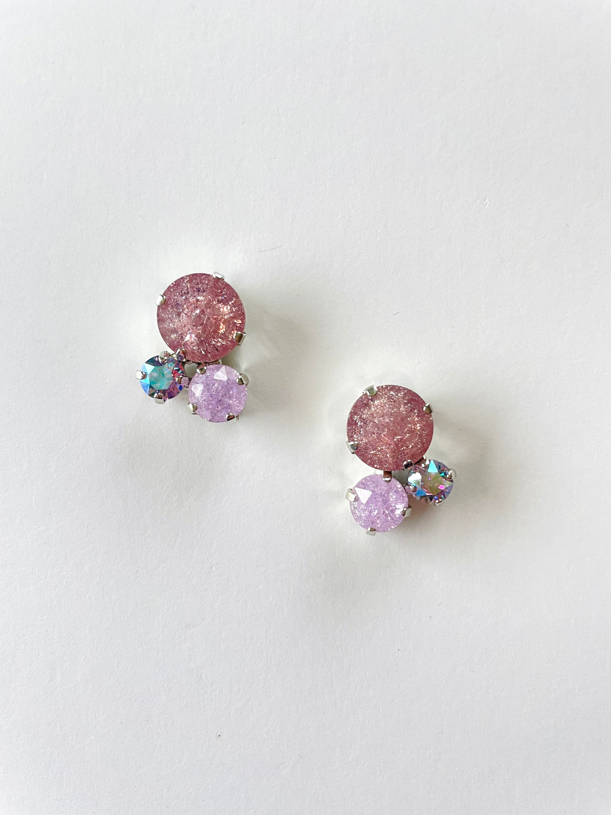 Cluster Earrings in Purple Ice Hues - KaraMarie