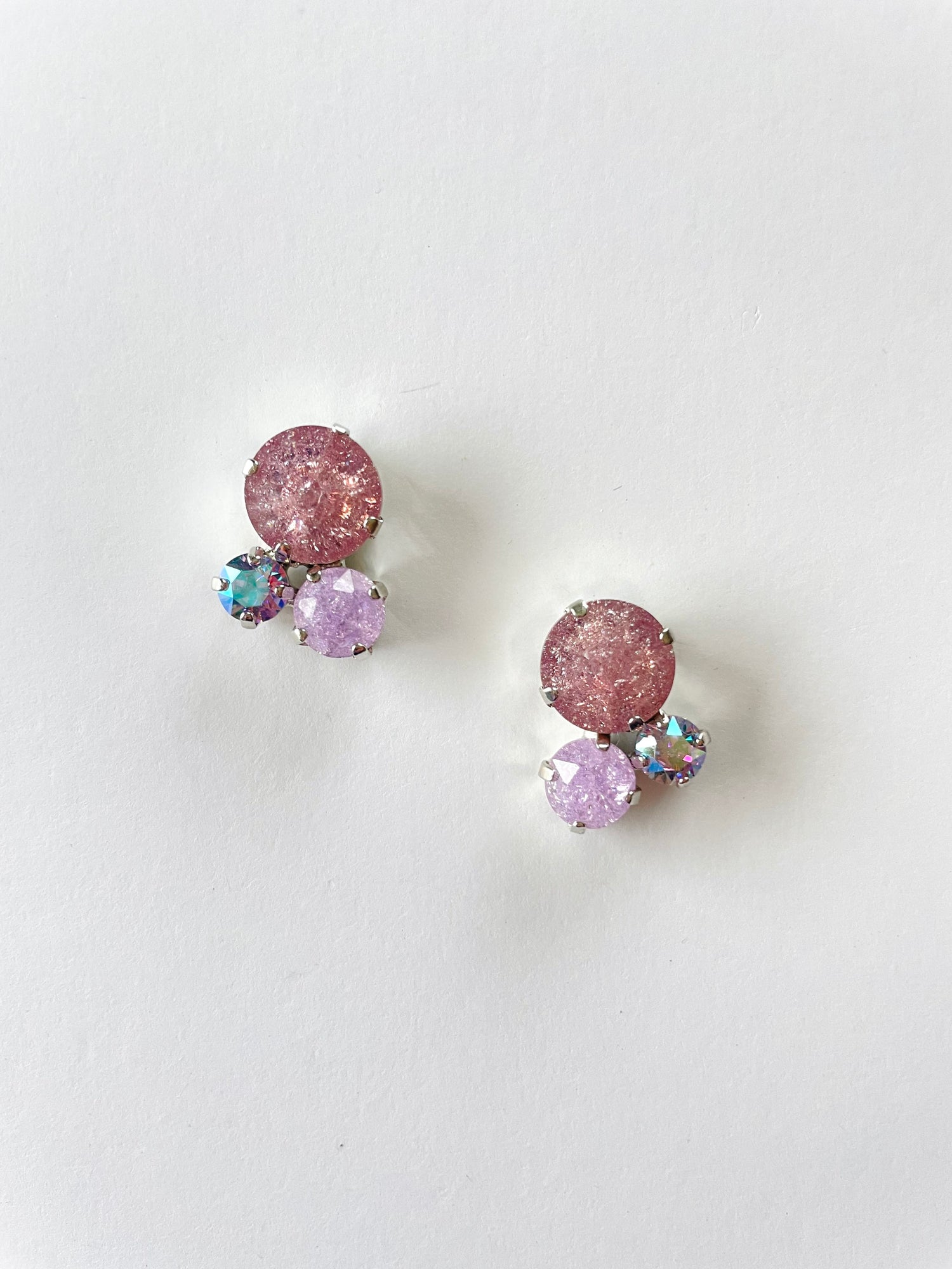 Cluster Earrings in Purple Ice Hues - KaraMarie