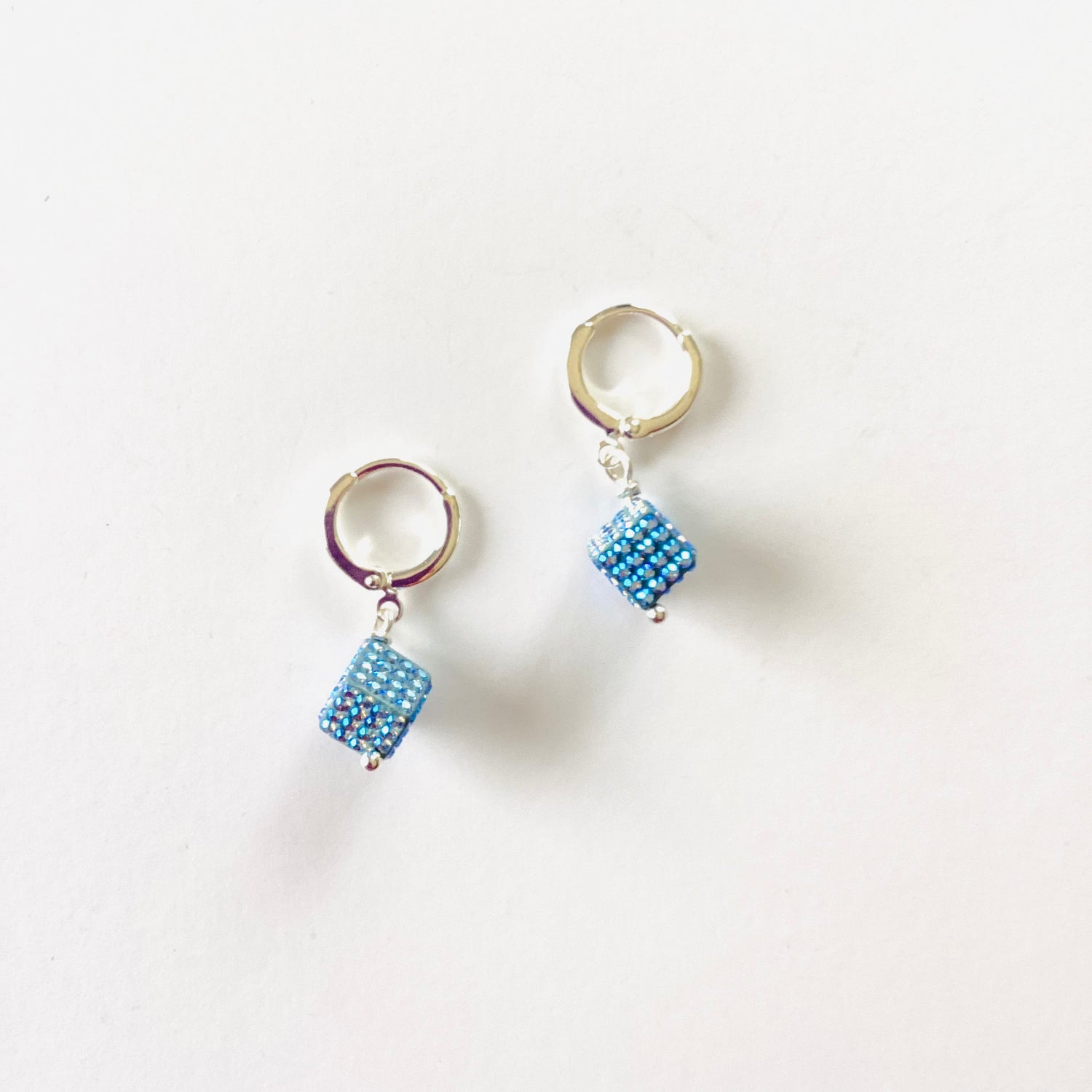 Dice Drop Earrings in Light Sapphire Shimmer - KaraMarie
