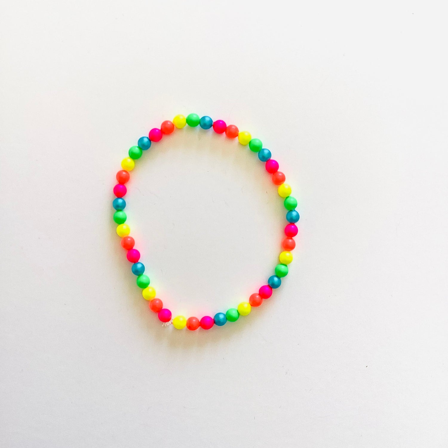 Neon Polka Dot Pearl Stretch Bracelet