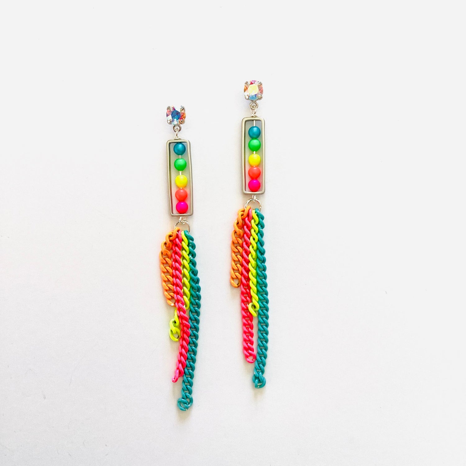 Neon Lights Polka Dot Fringe Earrings - KaraMarie