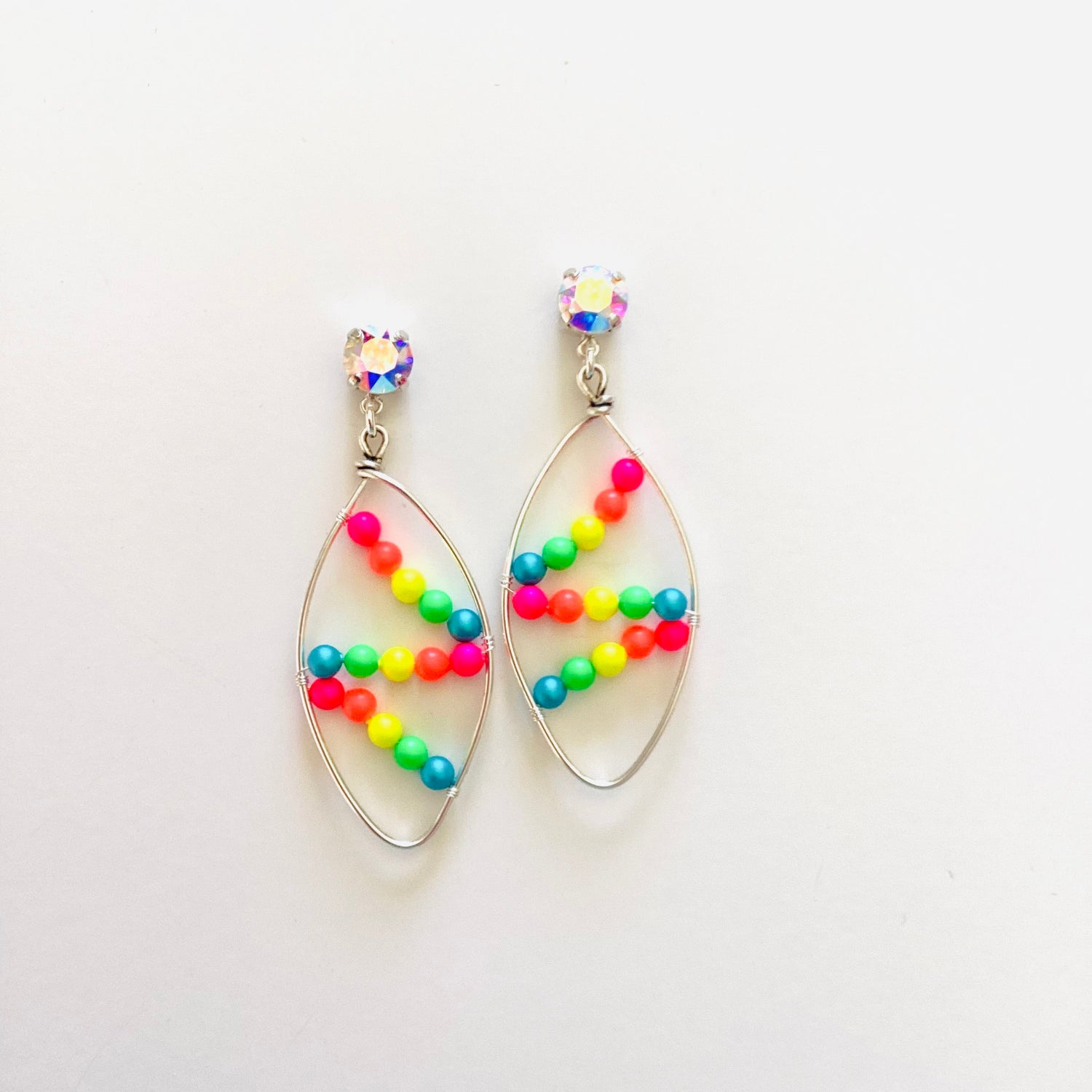 Neon Lights Polka Dot Wire Wrapped Earrings - KaraMarie