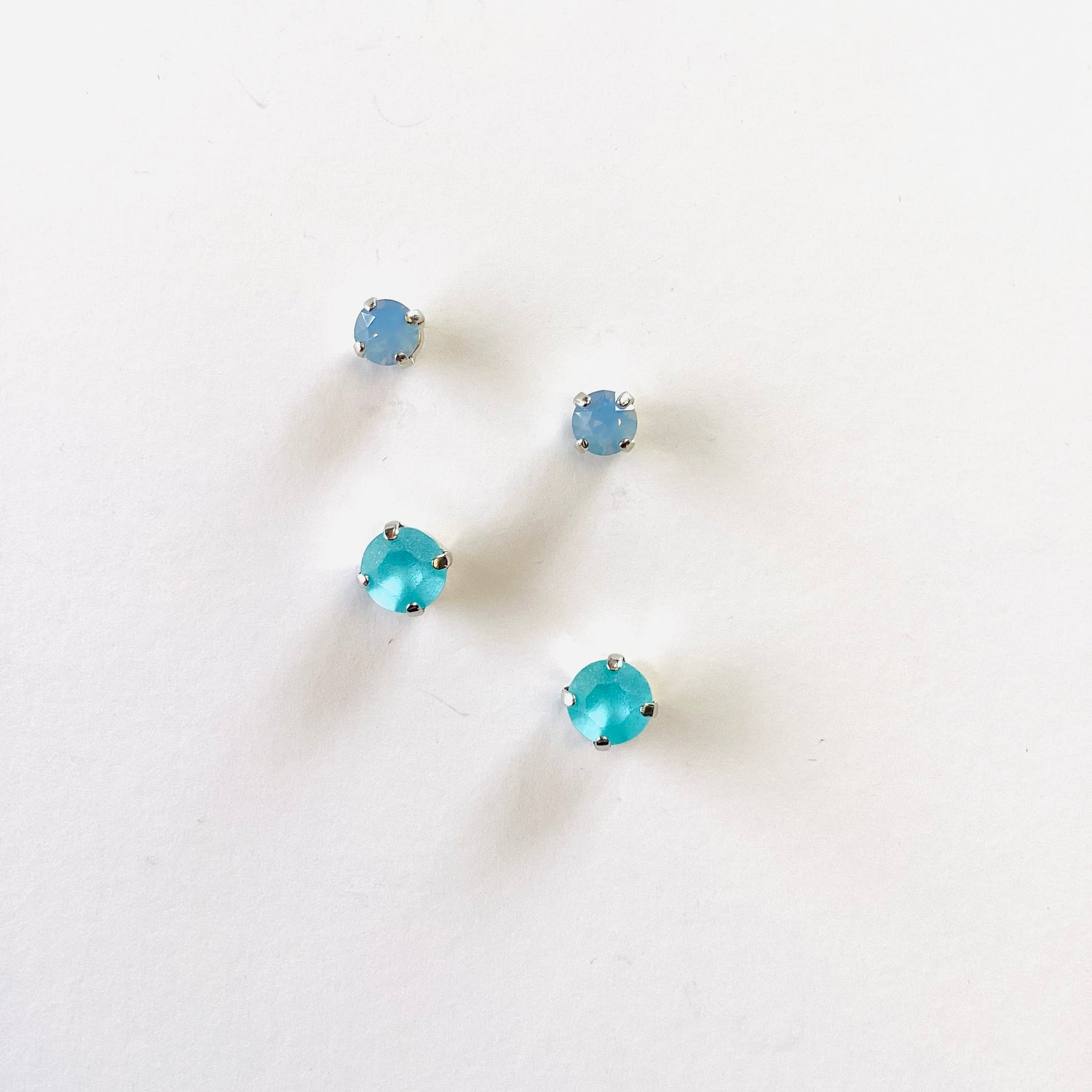 6mm/8mm Earring Set! Air Blue Opal + Light Turquoise Matte Post Set!