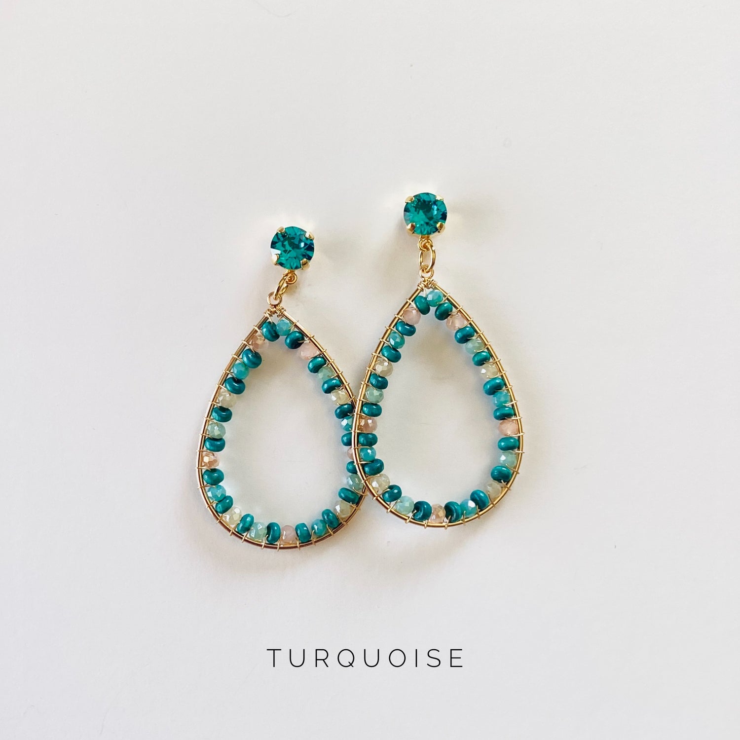 Boho Wire Wrapped Beaded Teardrop Earrings {Multiple Colors!}