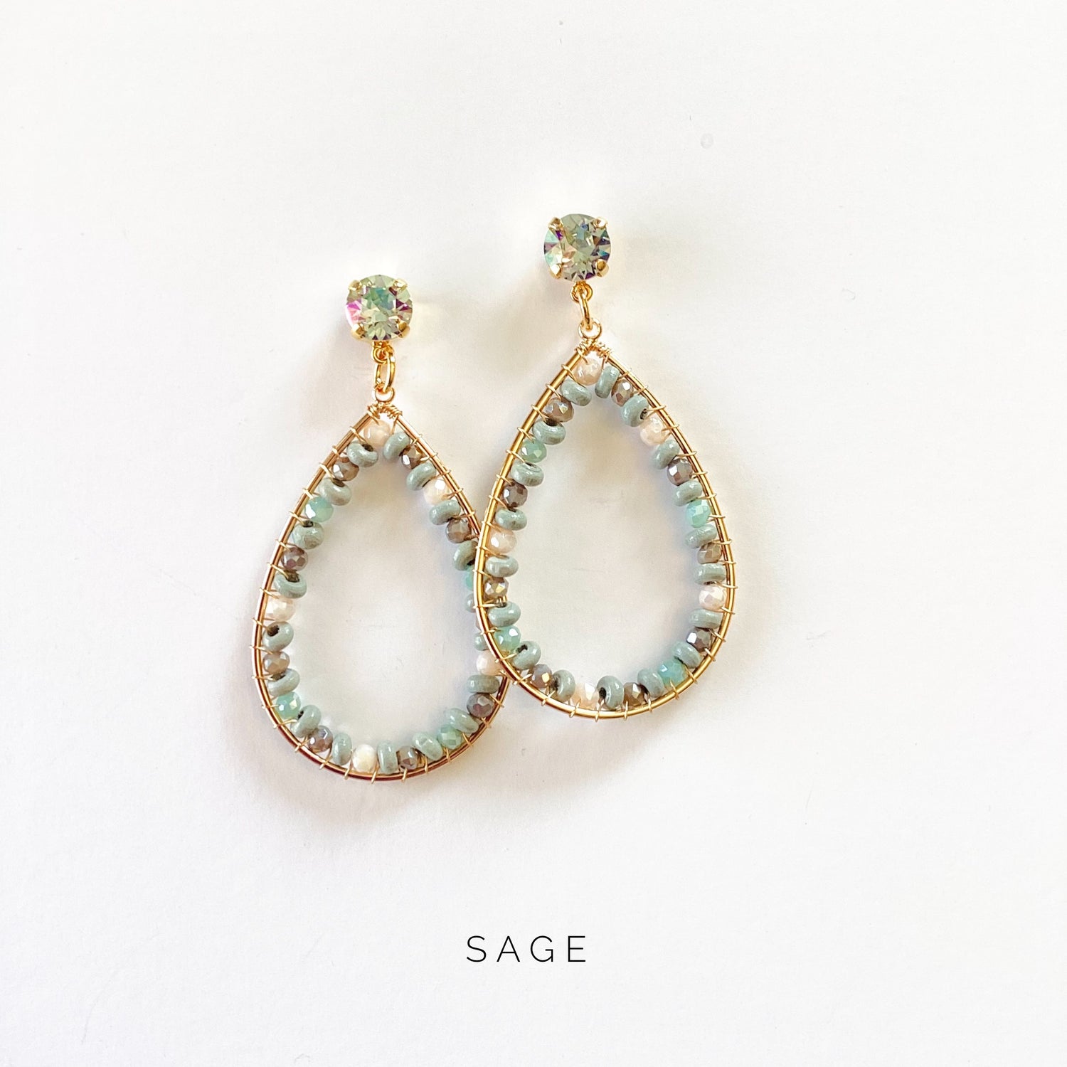 Boho Wire Wrapped Beaded Teardrop Earrings {Multiple Colors!}