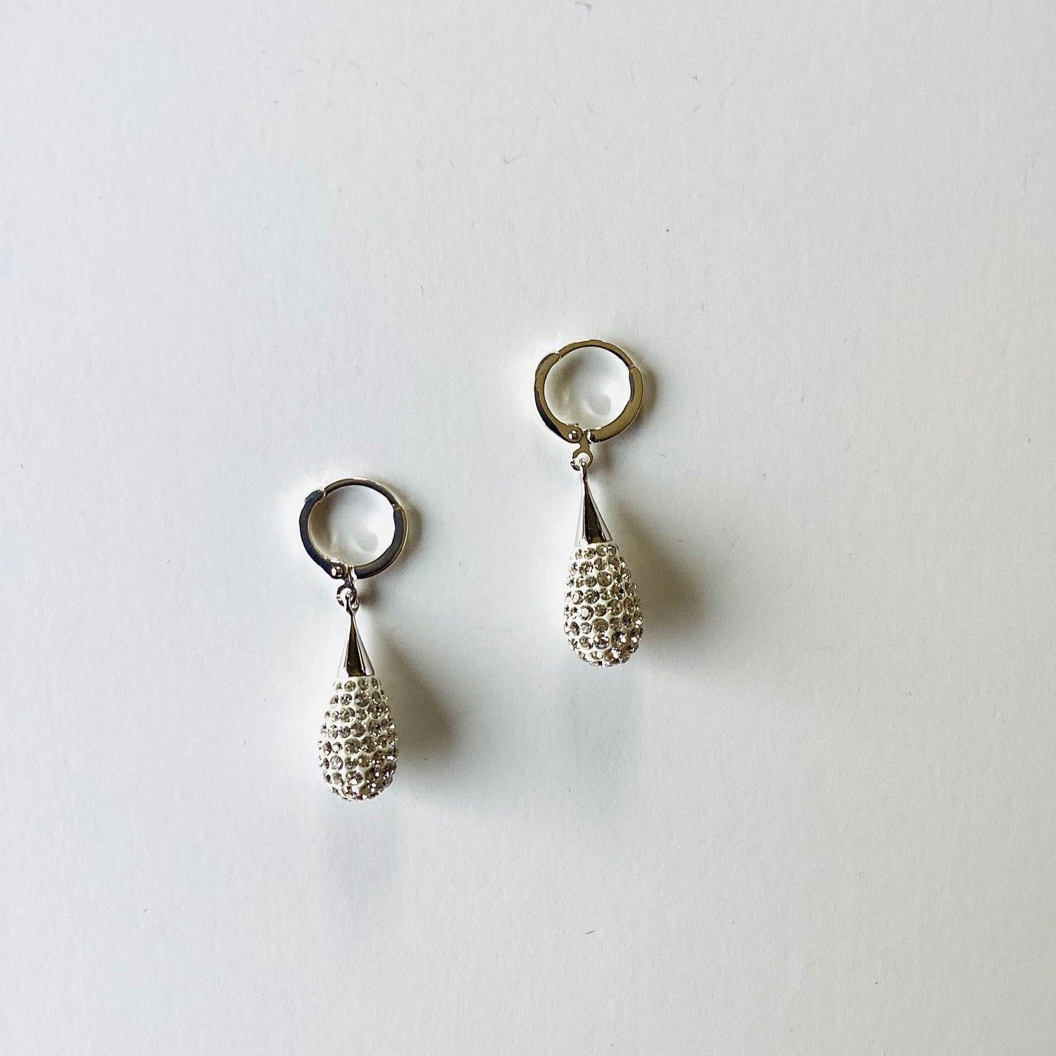Large Pave Teardrop Earrings in Crystal