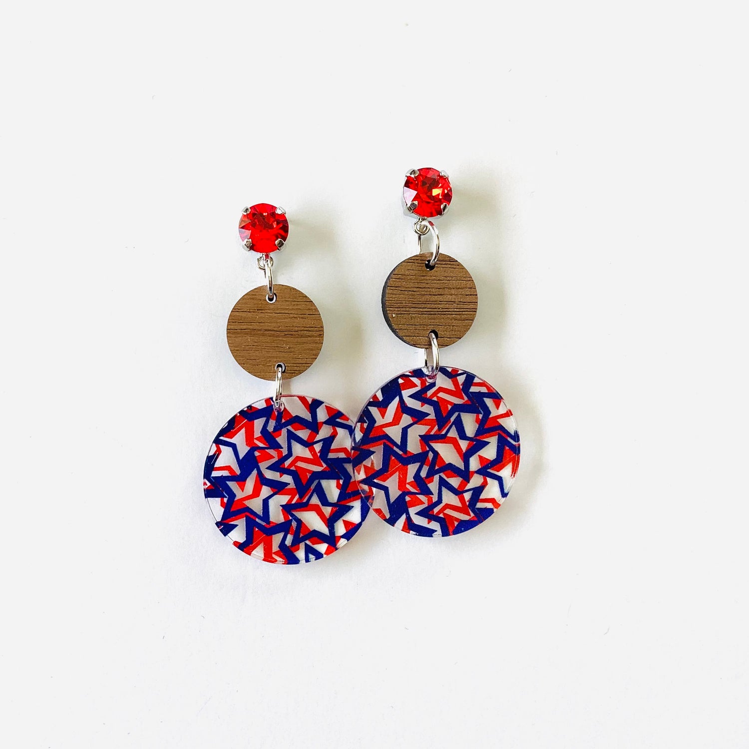 Red + Blue Star Earrings