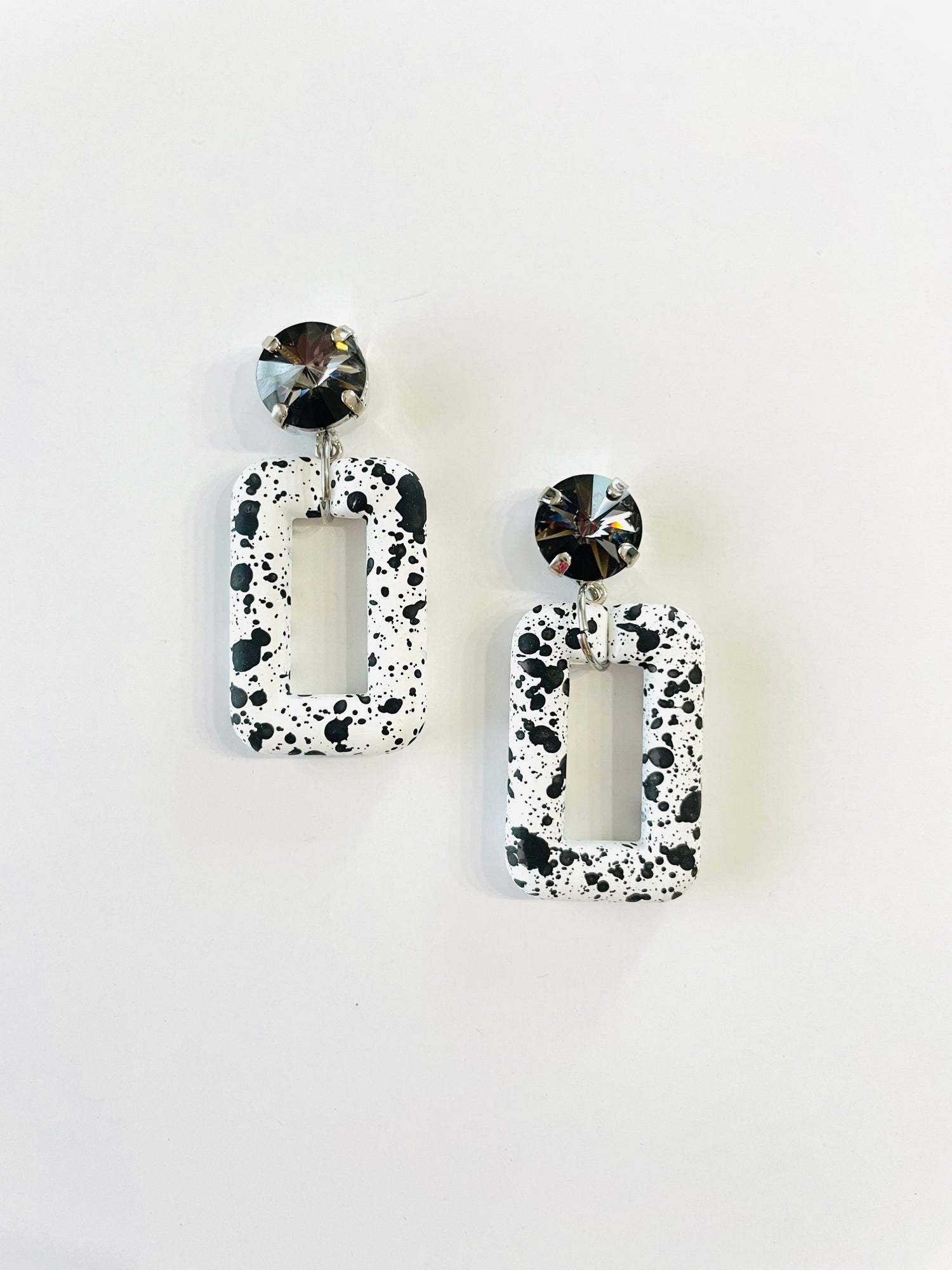 Black + White Splatter Statement Earrings