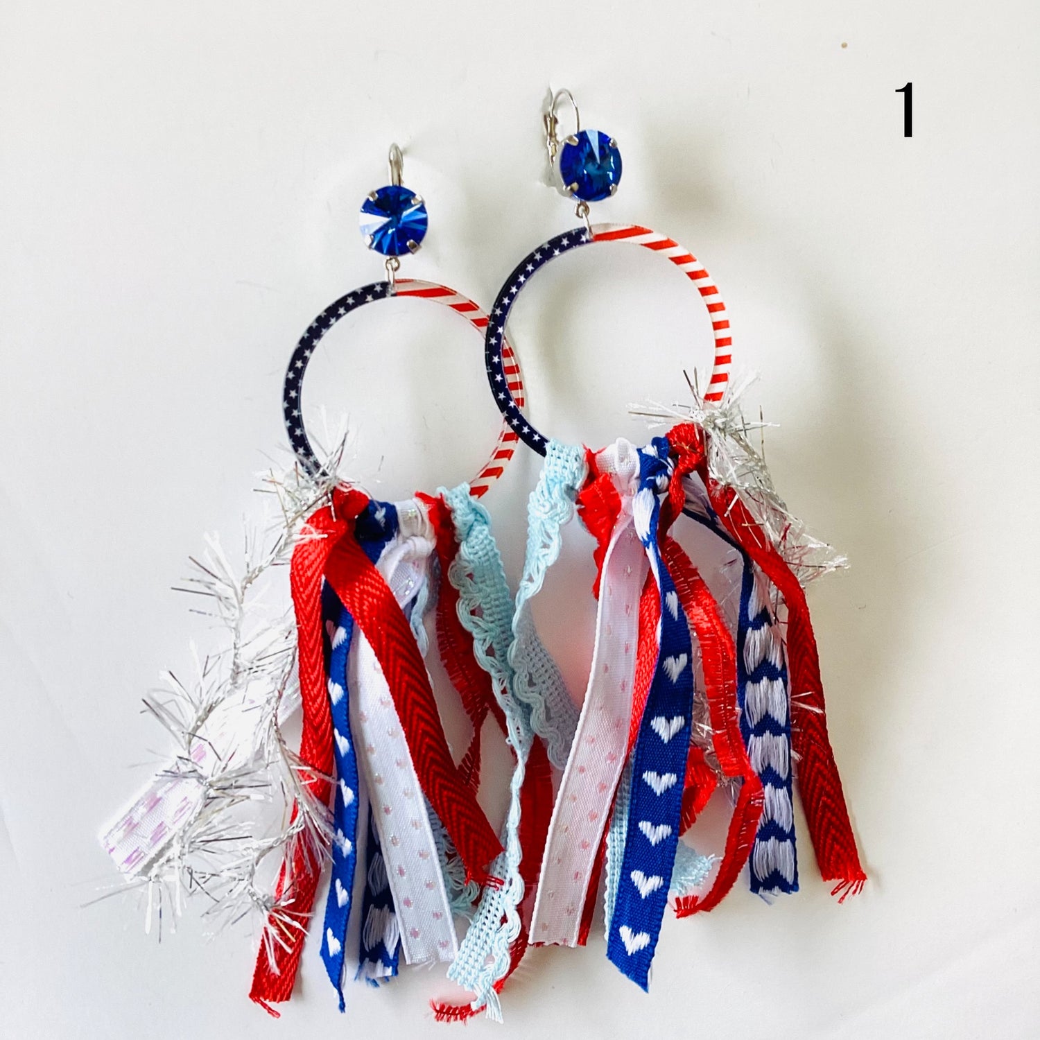 RWB Fringe Hoop Earrings