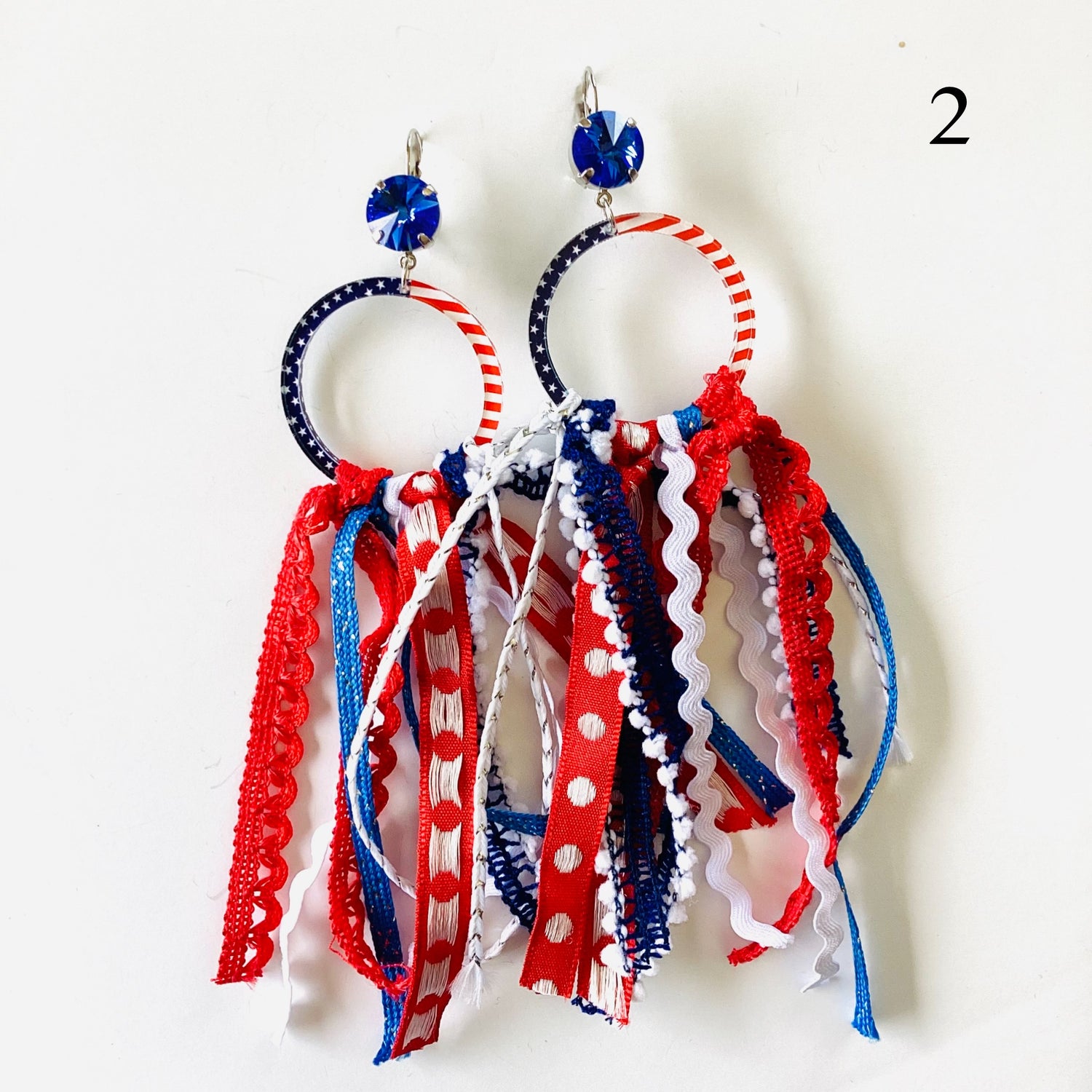 RWB Fringe Hoop Earrings