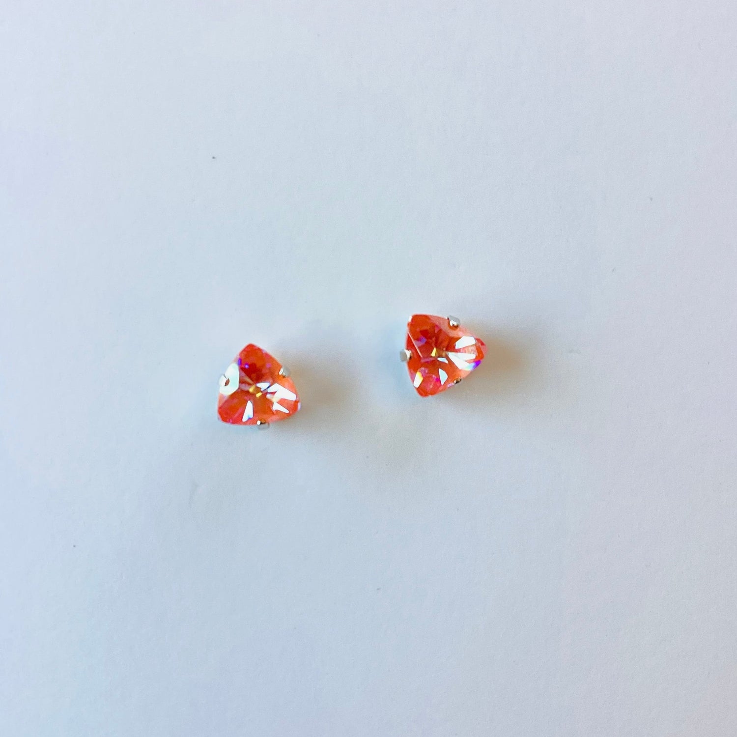 9mm Trilliant Post Earrings in Orange Glow
