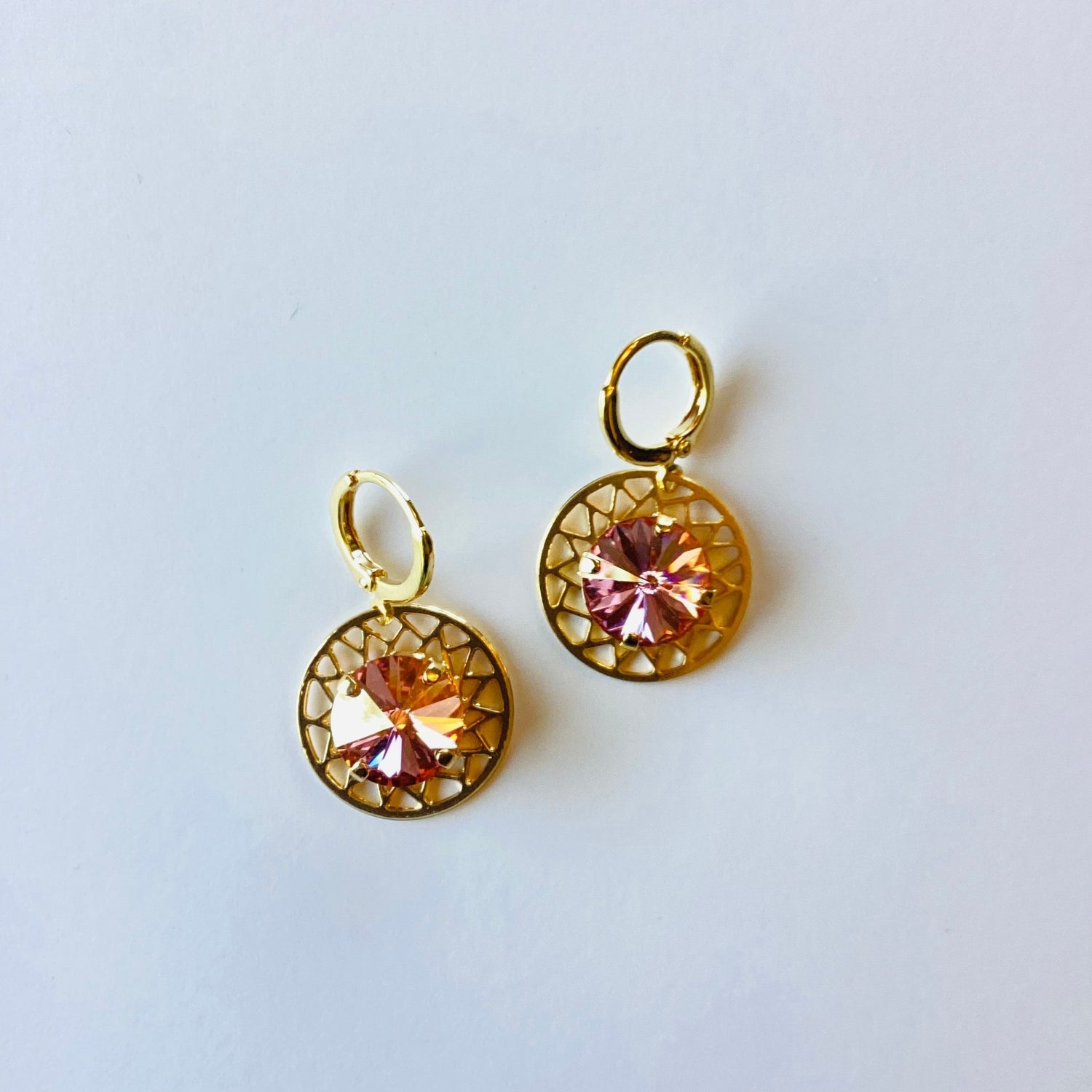 Dreamcatcher Earrings in Rose Champagne {Gold Metal}