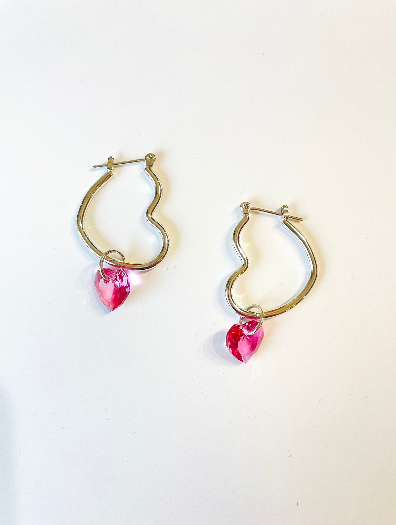 Heart Hoop Earrings in Rose